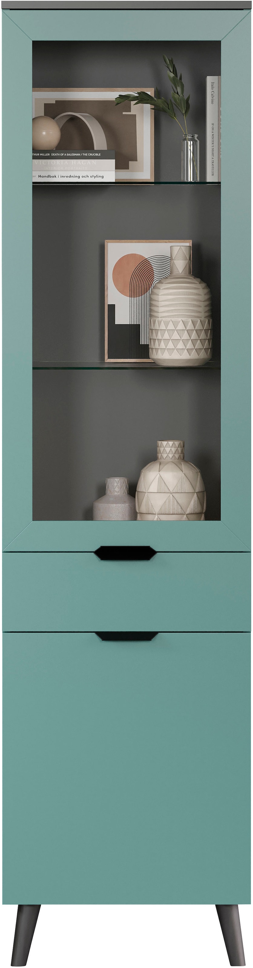 andas Vitrine »Mikkeline«, (1 St.), Wohnzimmerschrank mit einer Glastür und 2 Glasböden, Breite 49 cm