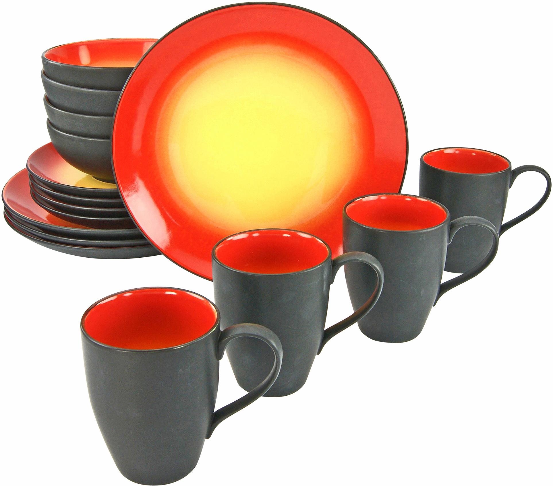 CreaTable Kombiservice "Geschirr-Set HOT" Service, interessanter Farbverlauf, 16 Teile, für 4 Personen