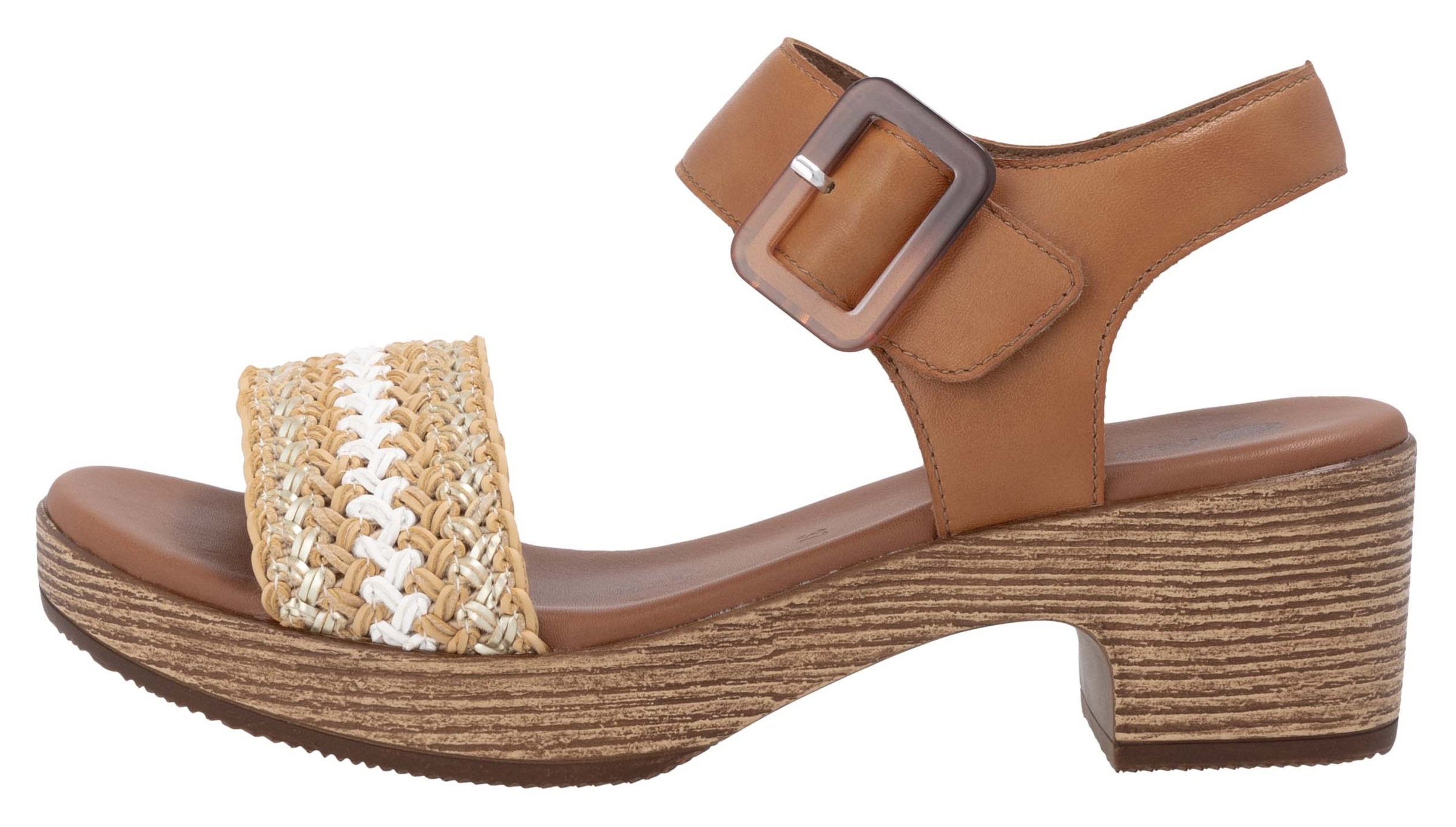 Remonte Sandalette, Blockabsatz, Plateau, Sandale, Sommerschuh mit Bandage in Bastoptik