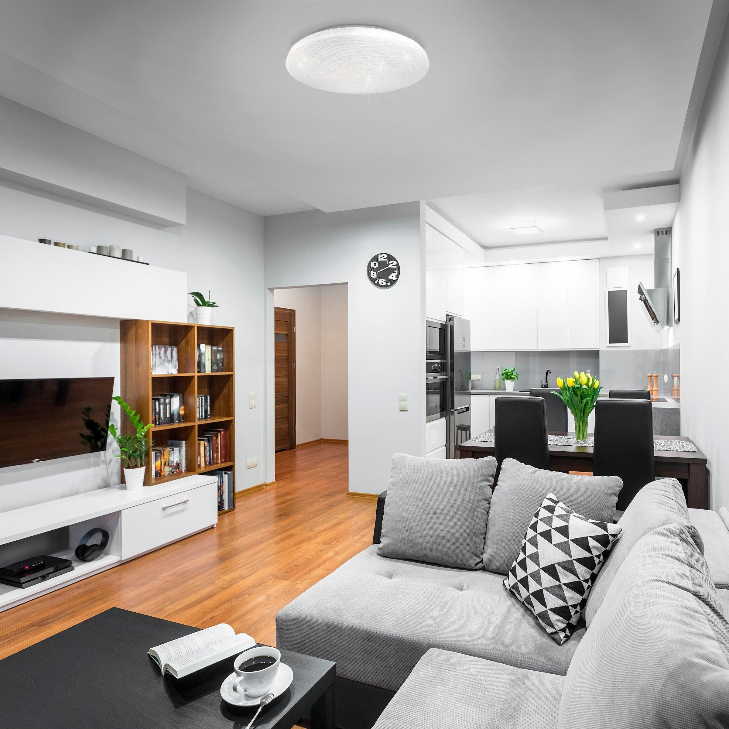 näve LED Deckenleuchte »Polaris« LED-Board 1 Stk. Kaltweiß | Neutralweiß | Warmweiß Kristalleffekt, dimmbar, CCT, Nachtlicht-/Memoryfunktion,Fernbedienung