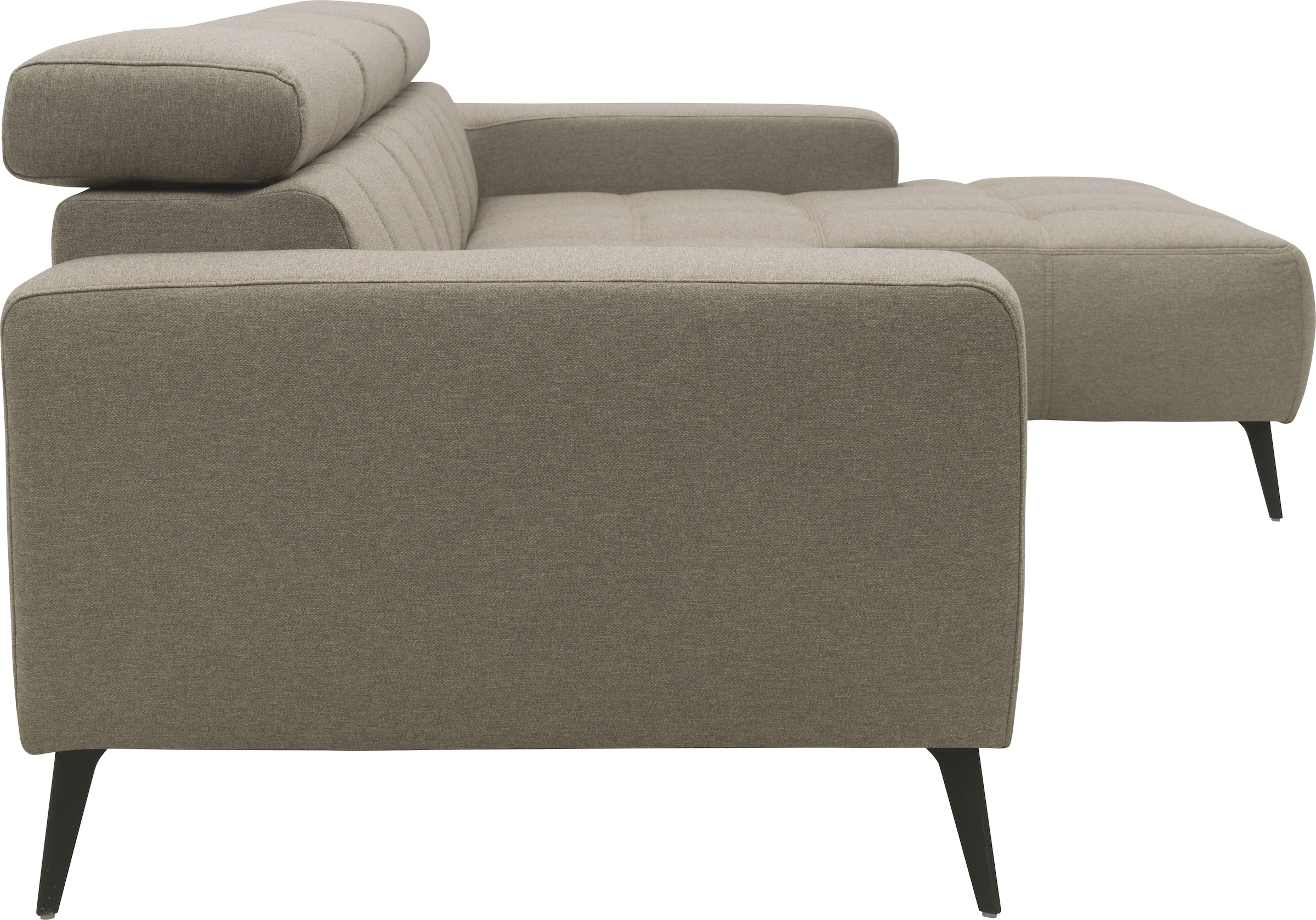 DOMO collection Ecksofa »Trento L-Form, mit Kufenfuß oder Einzelfuß« wahlweise mit Kopfteilverstellung, Recamiere links/rechts bestellbar