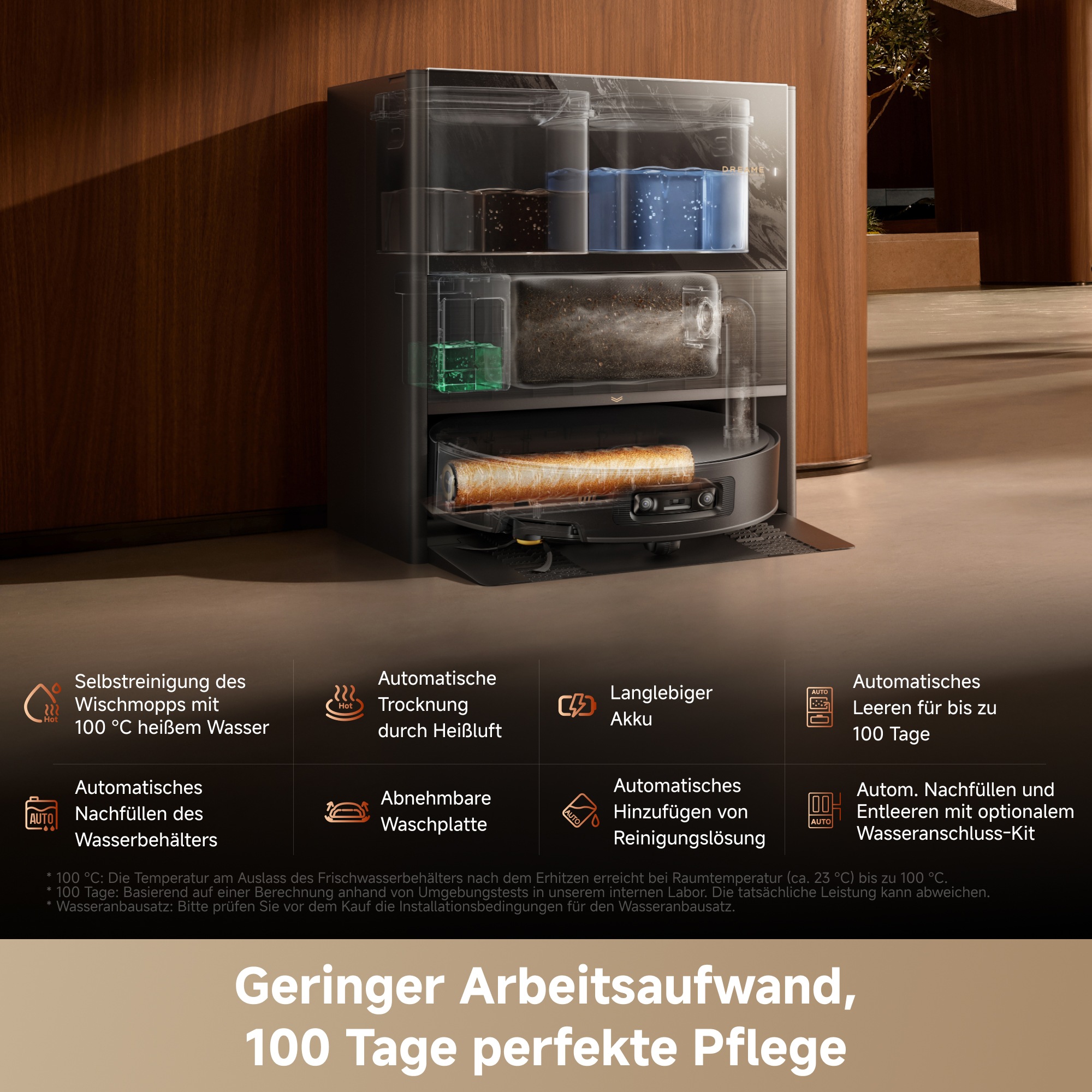 Dreame Nass-Trocken-Saugroboter »Aqua20 Pro Ultra Roller X Complete Marble Black« Vollautomatische Absaugstation, App-Steuerung