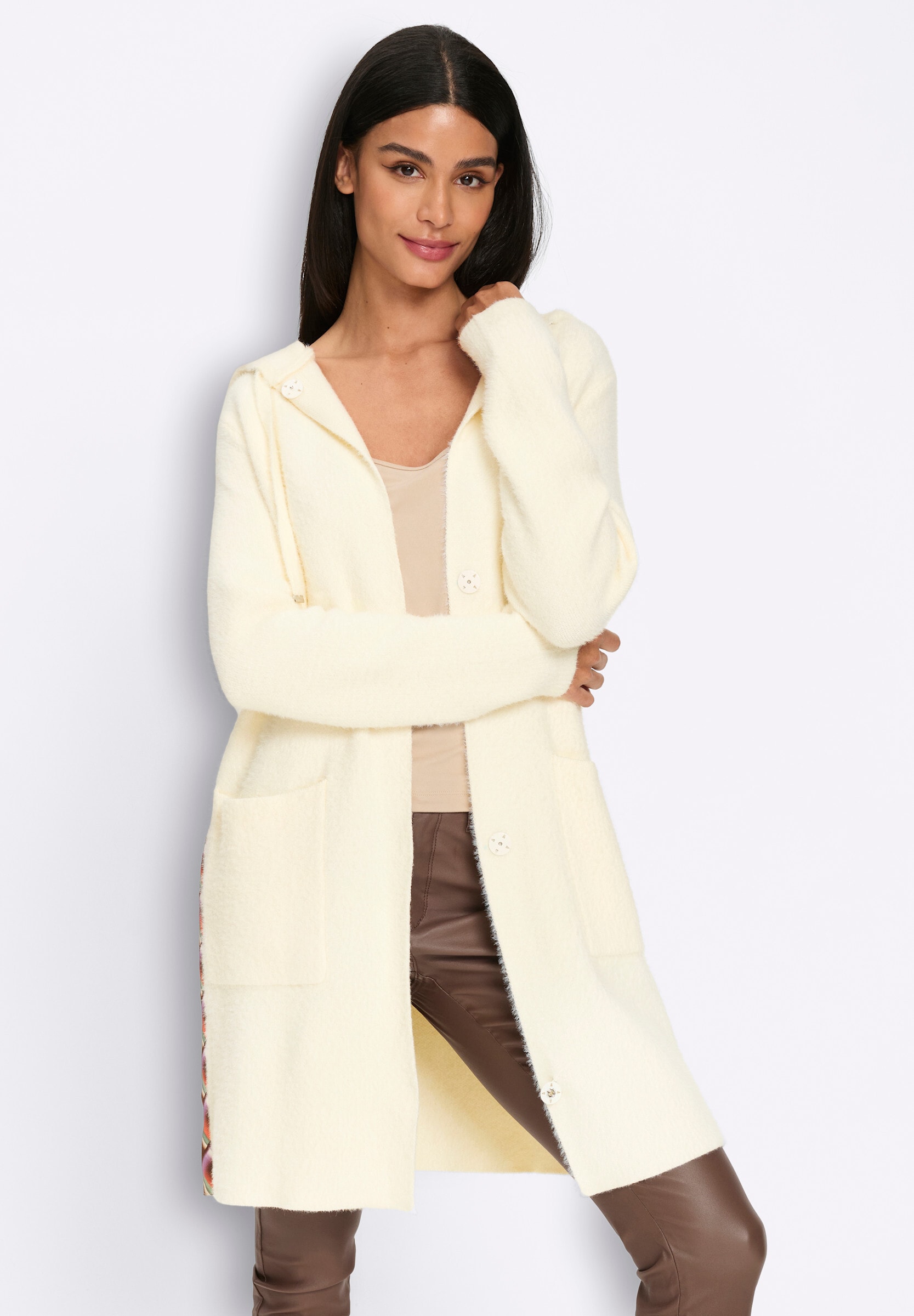 heine Strickjacke »Strickjacke Jacquardstrickjacke mit Kapuze«