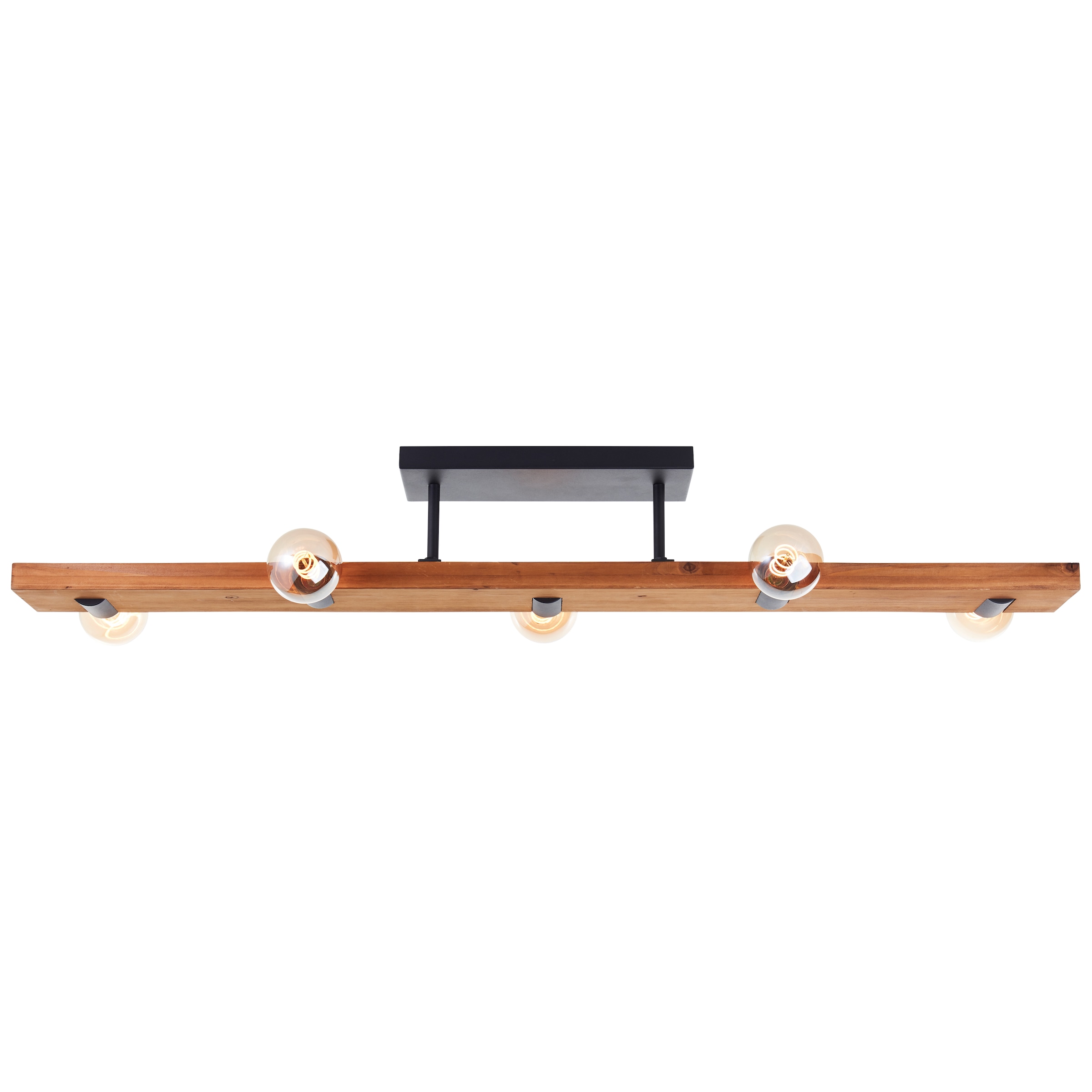 Brilliant Deckenleuchte »Mertes«, 5 flammig, Leuchtmittel E27 | ohne Leuchtmittel, Deckenlampe, E27, 115 x 12,5 cm, Holz/Metall, braun/schwarz