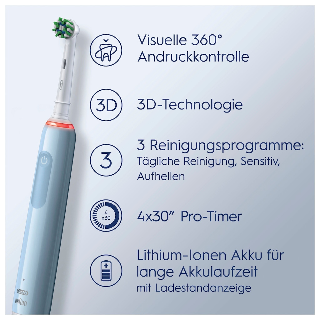 Oral-B Elektrische Zahnbürste »3 3000«, 2 St. Aufsteckbürsten