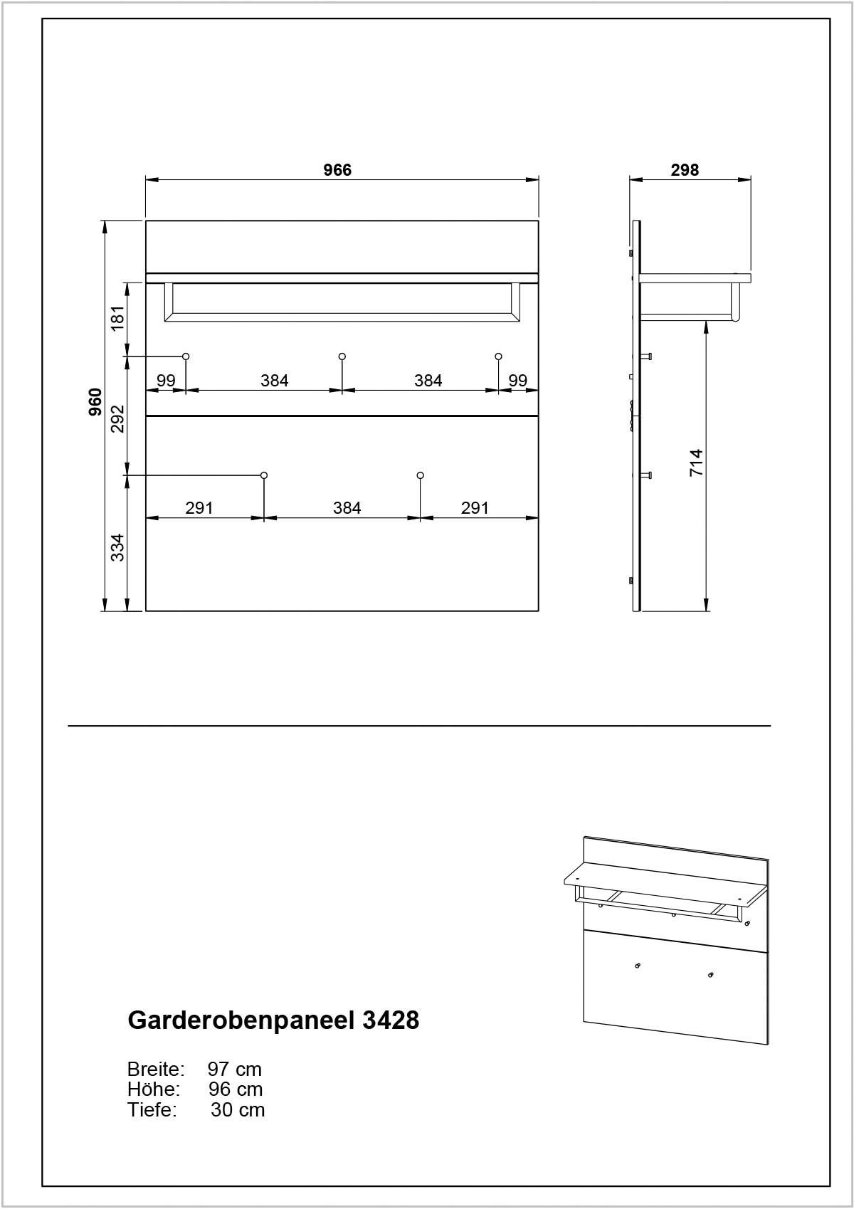 GERMANIA Garderoben-Set »Oakland«, (5 St.)