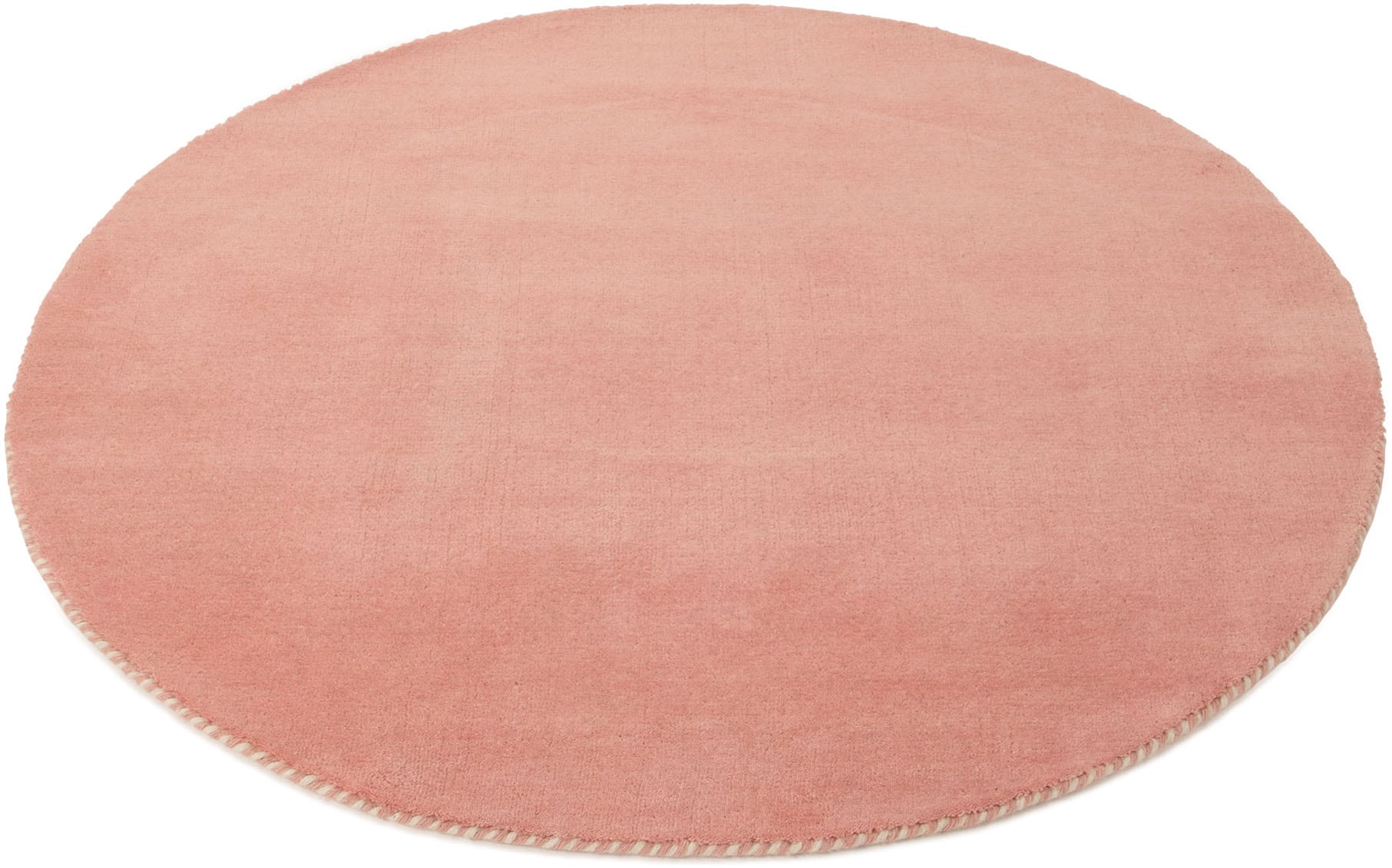 carpetfine Wollteppich »Gabbeh Lola Uni«, rund, 14 mm Höhe, mit natürlichem Pflanzenmaterial von Hand gewebt, auch als Läufer