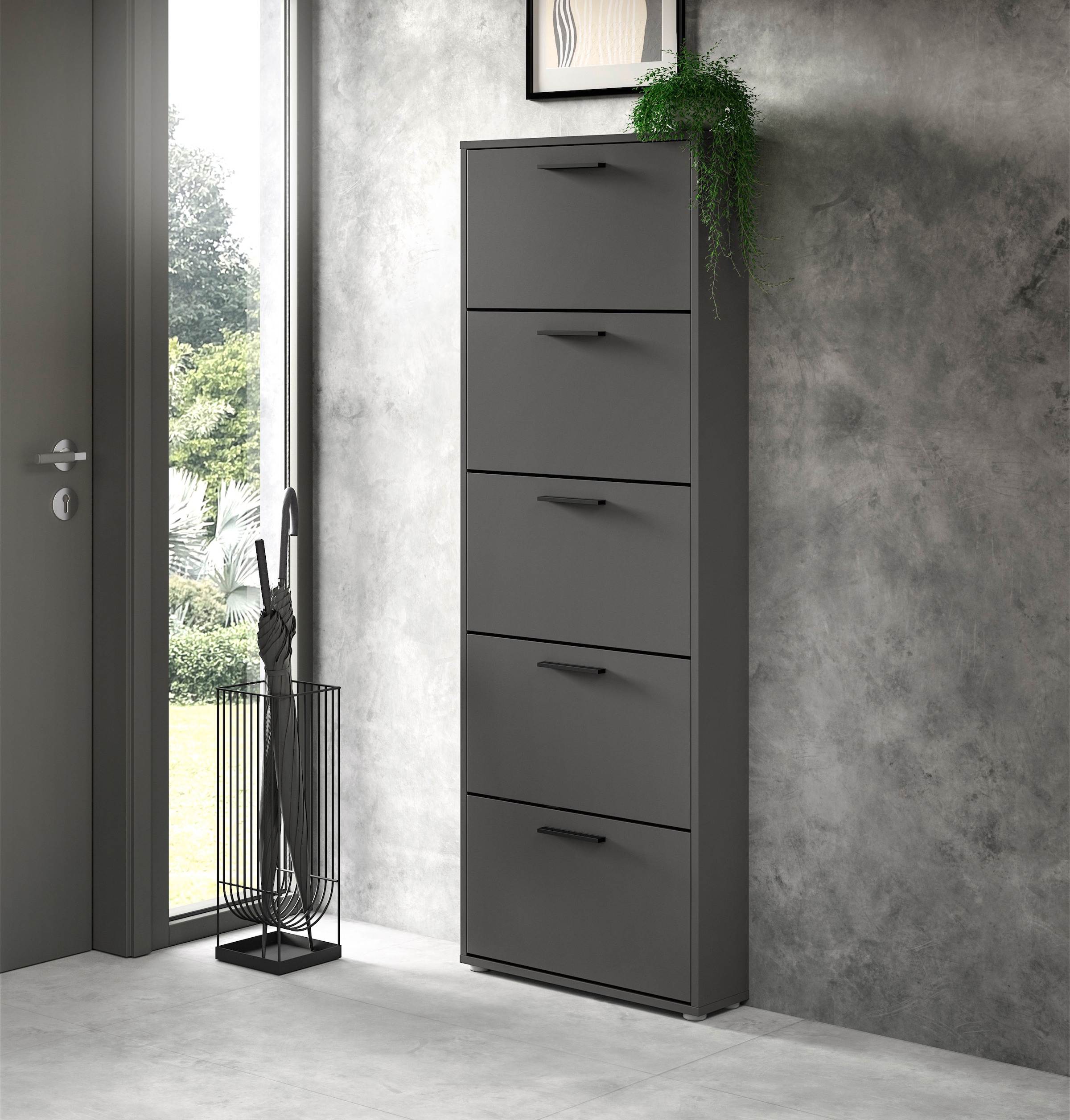 HBZ Schuhkommode »Sam Schuhkipper, Schuhschrank BxHxT 59x169x17 cm«, (1 St.), mit 5 Klappen