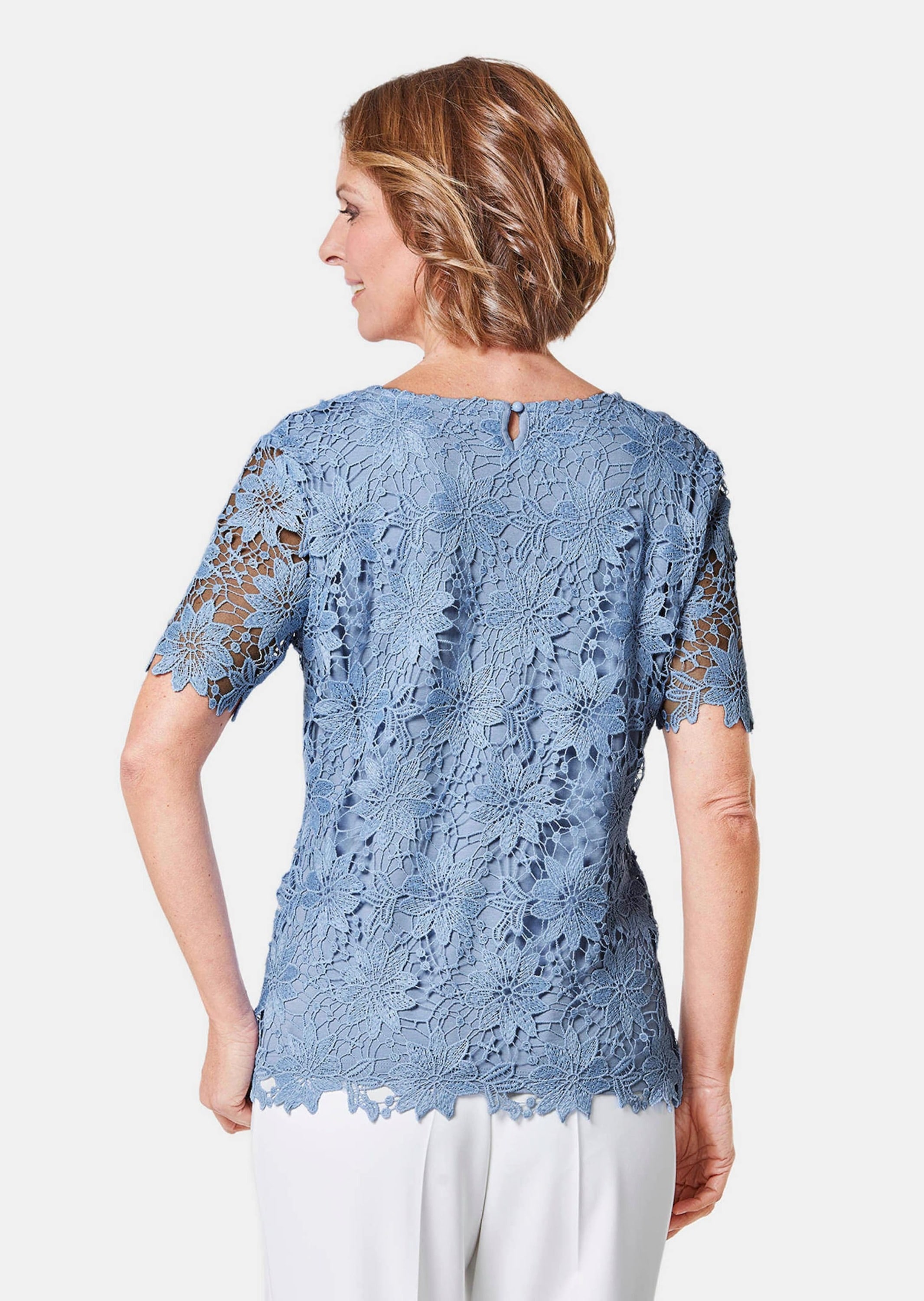 GOLDNER Kurzarmbluse »Kurzgröße Festliche Bluse aus edler Spitze« Ohne