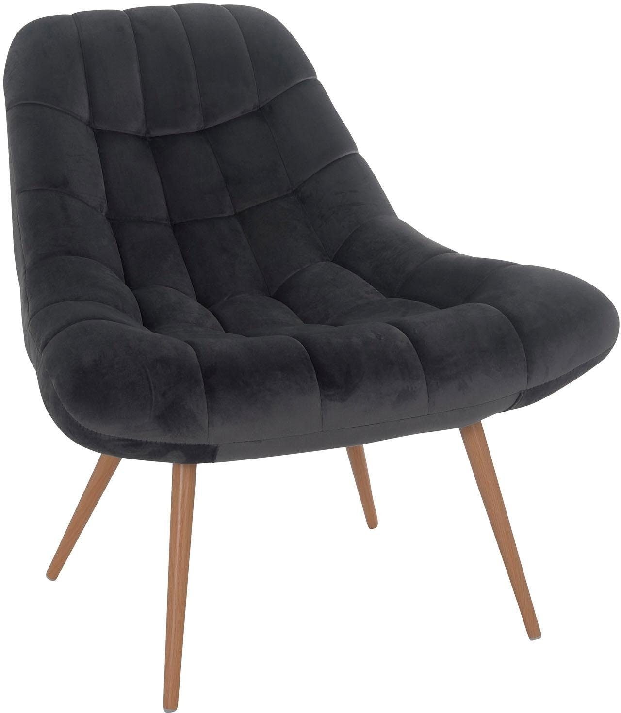 SalesFever Relaxsessel »Toulon - Komfortabler Loungesessel« mit XXL-Steppung, mit schwarzen oder naturfarbenen Beinen