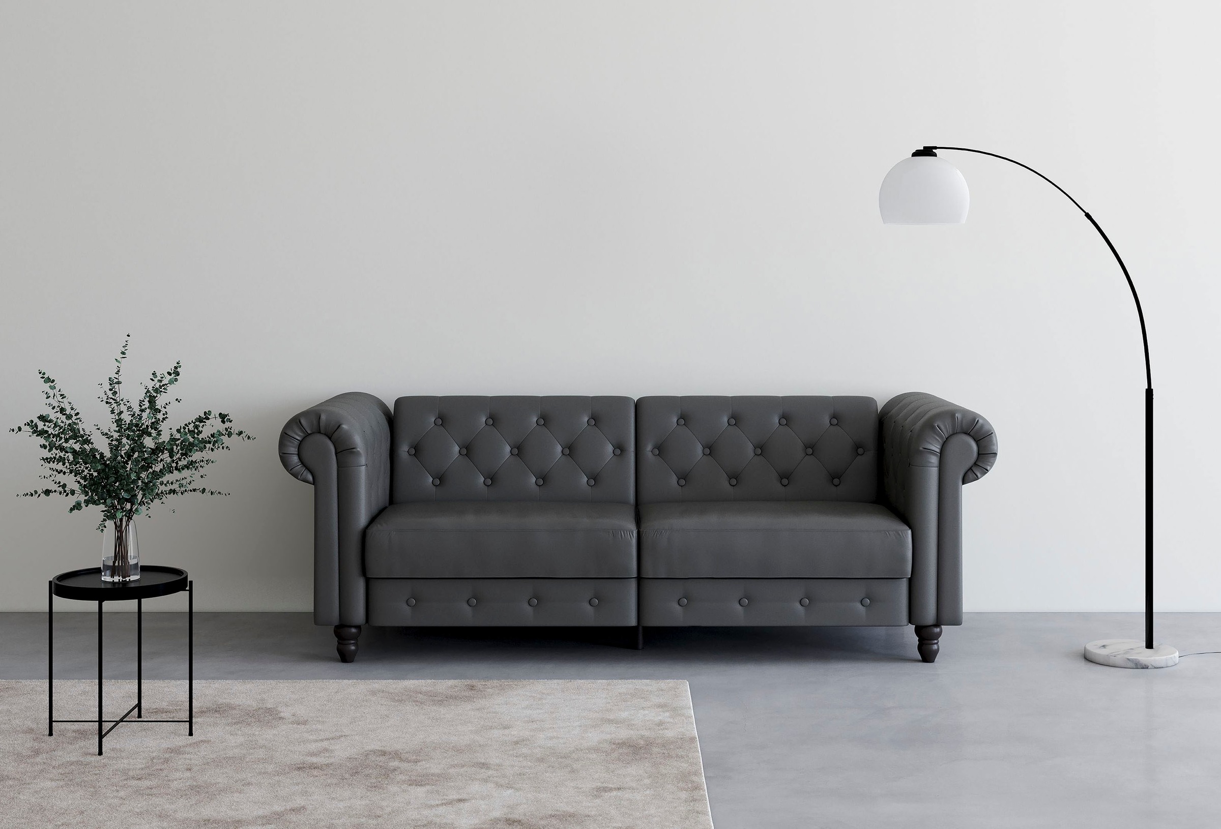 Dorel Home 3-Sitzer "Felix, Schlafsofa 236 cm, (Liegefläche 108x190cm), Rückenlehne" 3-fach verstellbar, Velours, Kunstleder, Luxus-Microfaser Vintage