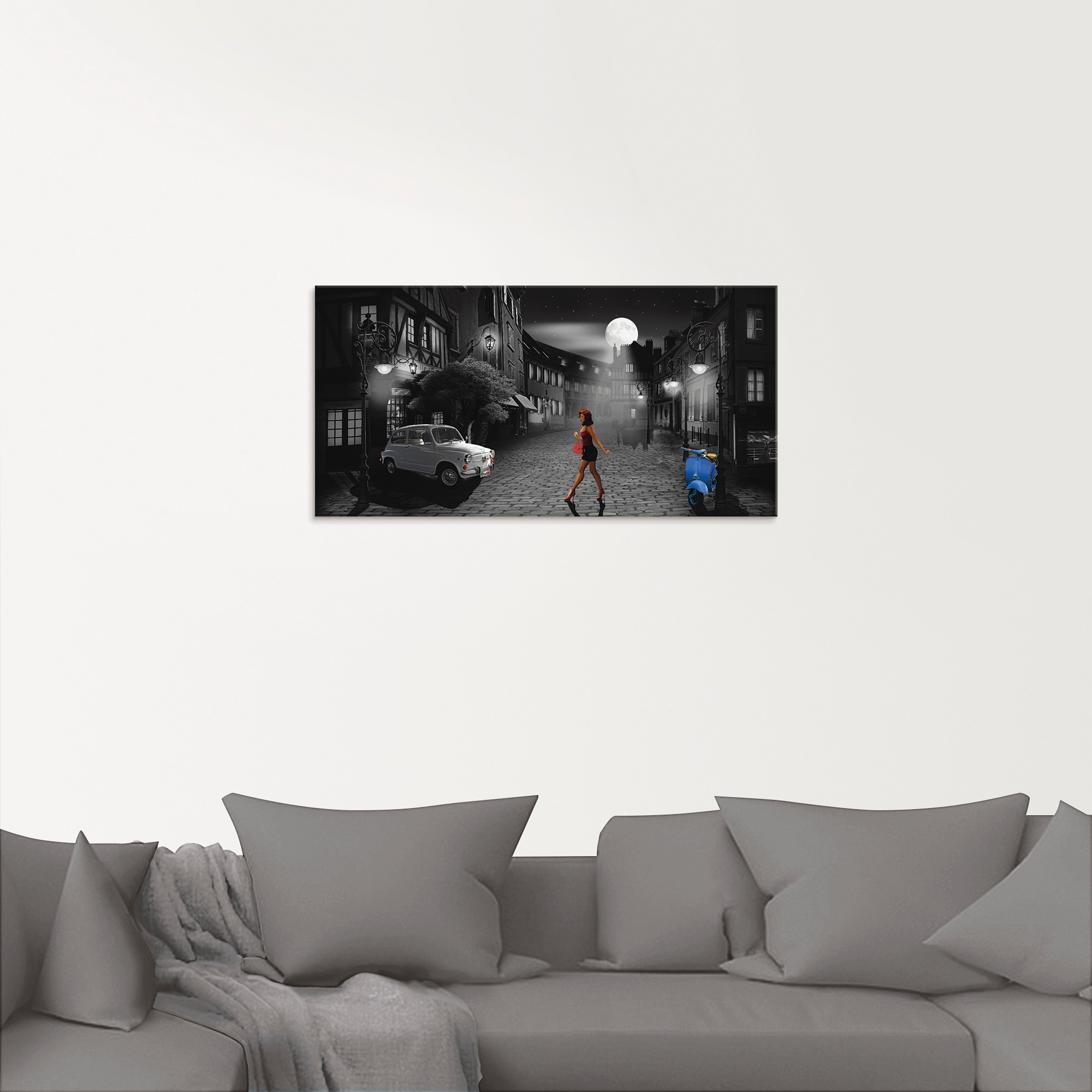 Artland Glasbild »Feierabend in bella Italia«, Frau, (1 St.), in verschiedenen Größen