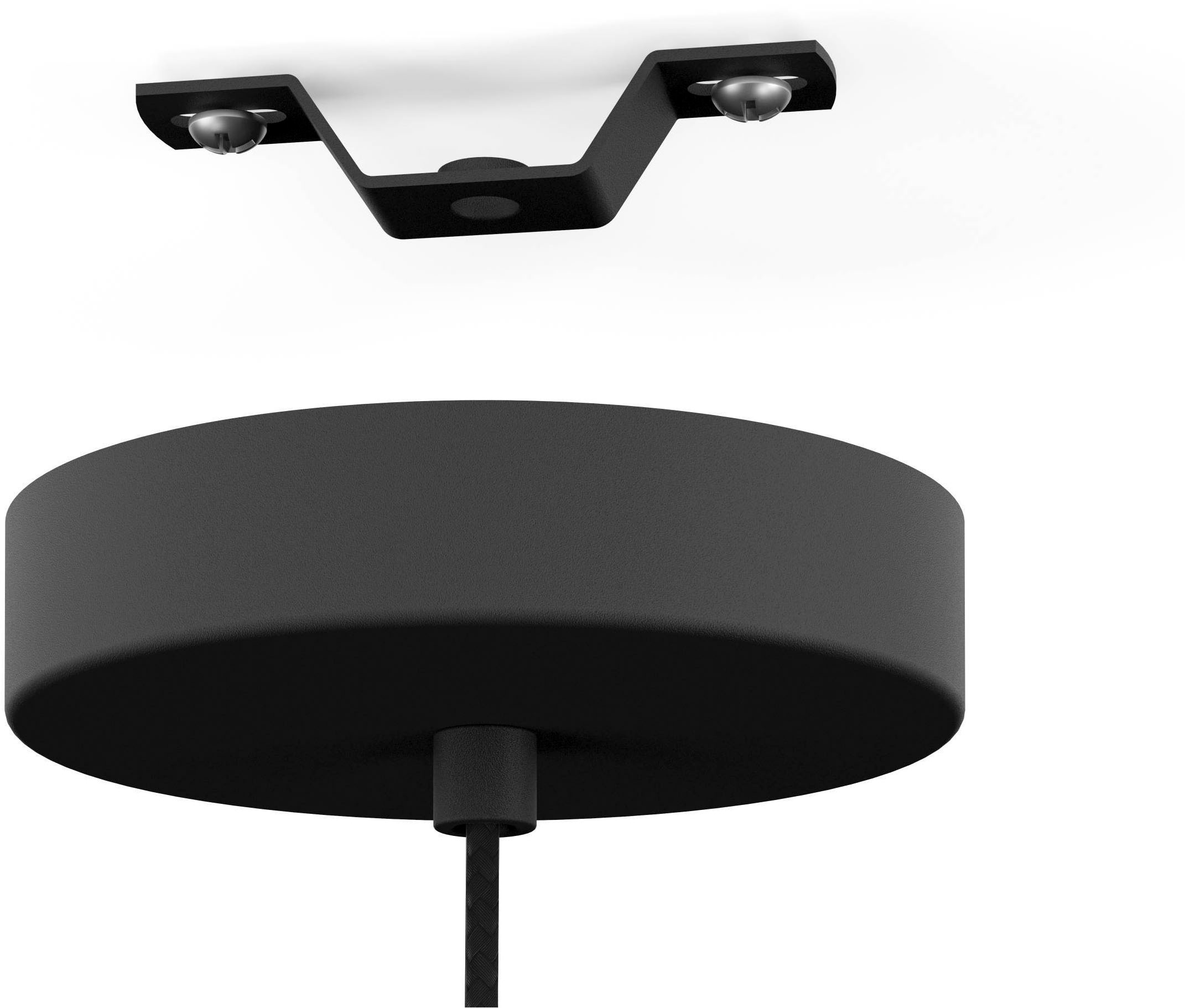 EGLO Hängeleuchte »Waverton Hängelampe, Esszimmerlampe, Metall, Holz, Textil in Weiß, E27« E27 1 Stk. Hängeleuchte - H110 x Ø48 cm - schwarz - 1X40W exkl.