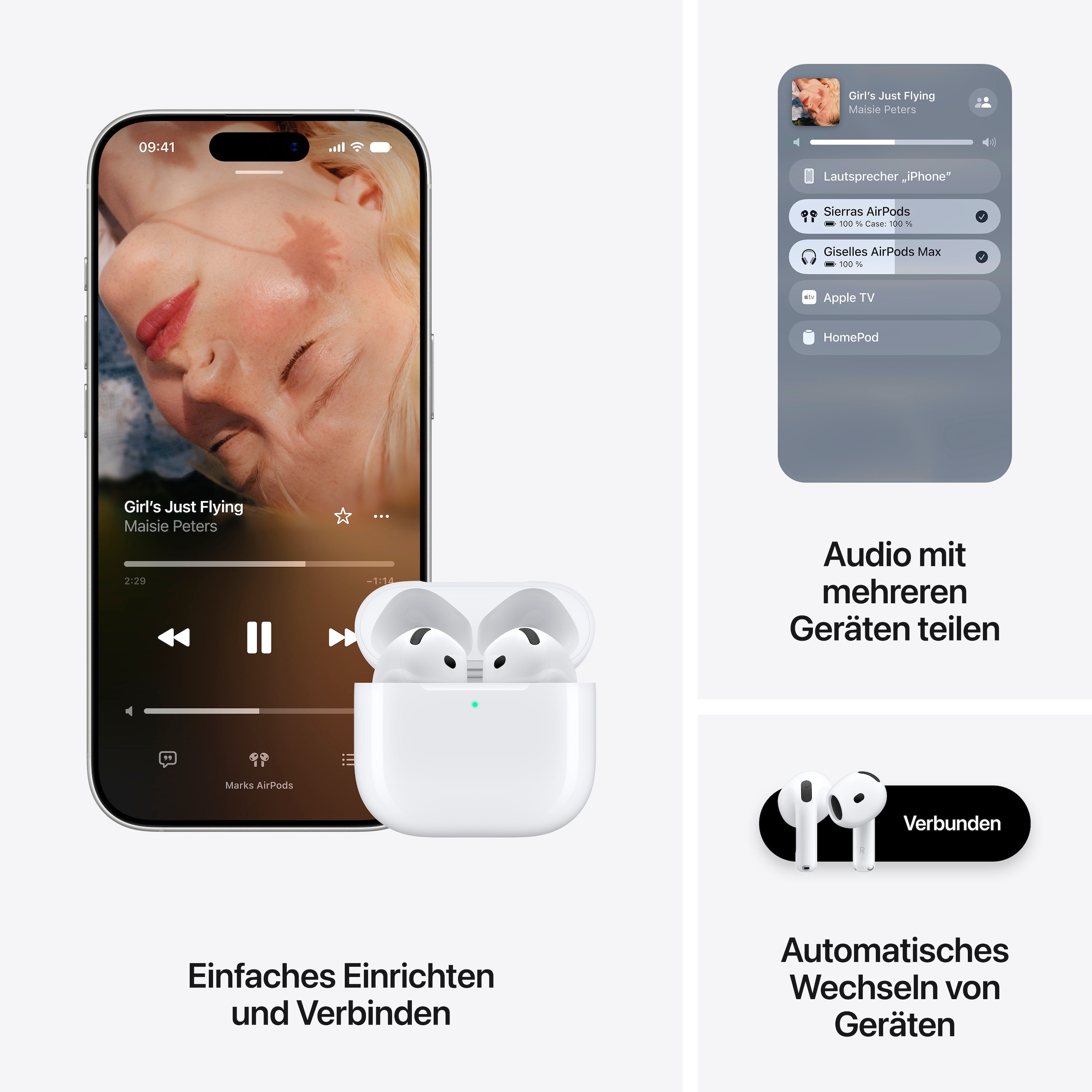 Apple wireless In-Ear-Kopfhörer »AirPods 5« Bluetooth Active Noise Cancelling (ANC) | Freisprechfunktion | Transparenzmodus | True Wireless | integrierte Steuerung für Anrufe und Musik