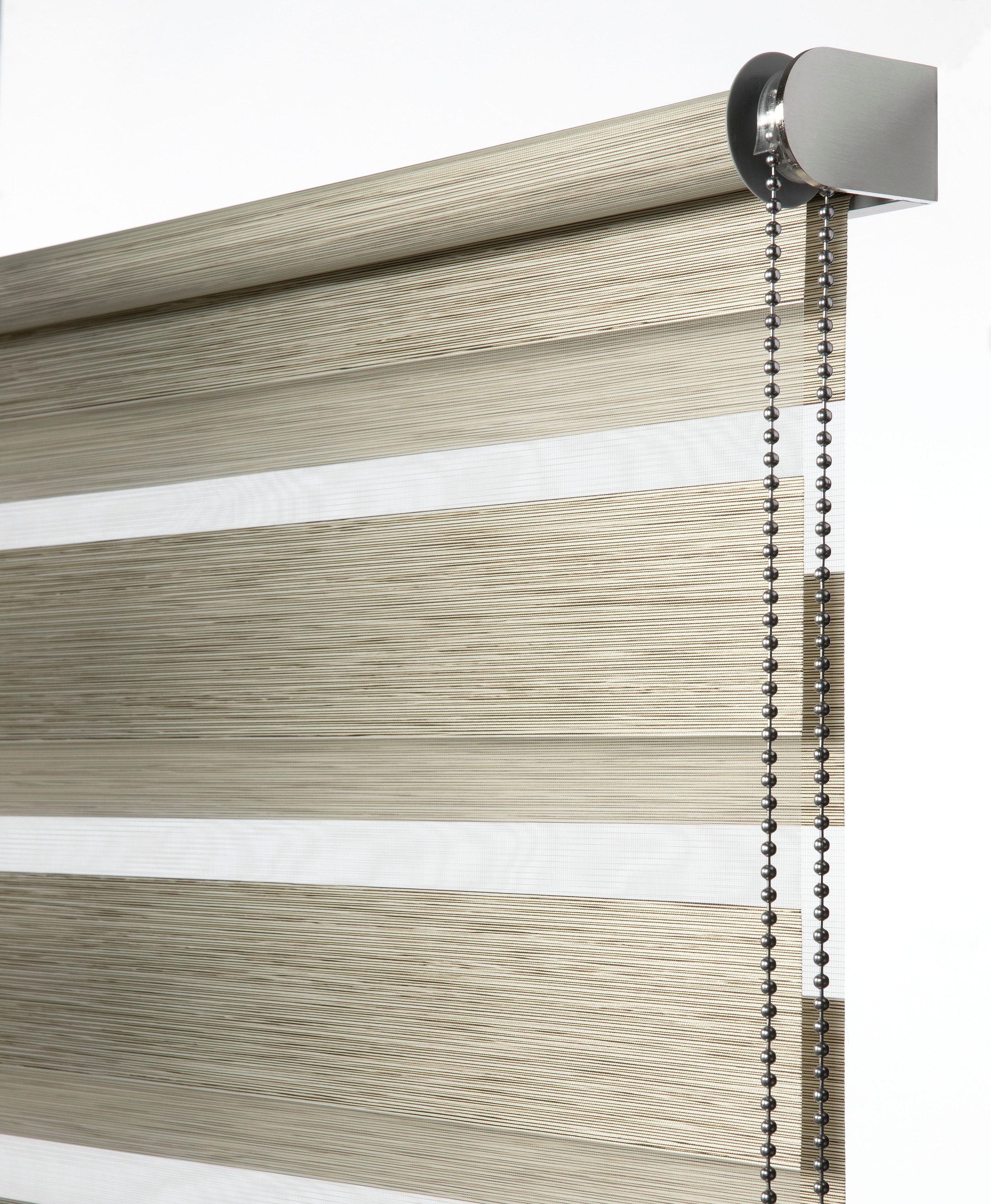GARDINIA Doppelrollo »de luxe«, halbtransparent, Sichtschutz, mit Bohren/ohne Bohren, freihängend, hochwertiges Gesamtkonzept mit silbernen Metallkomponenten
