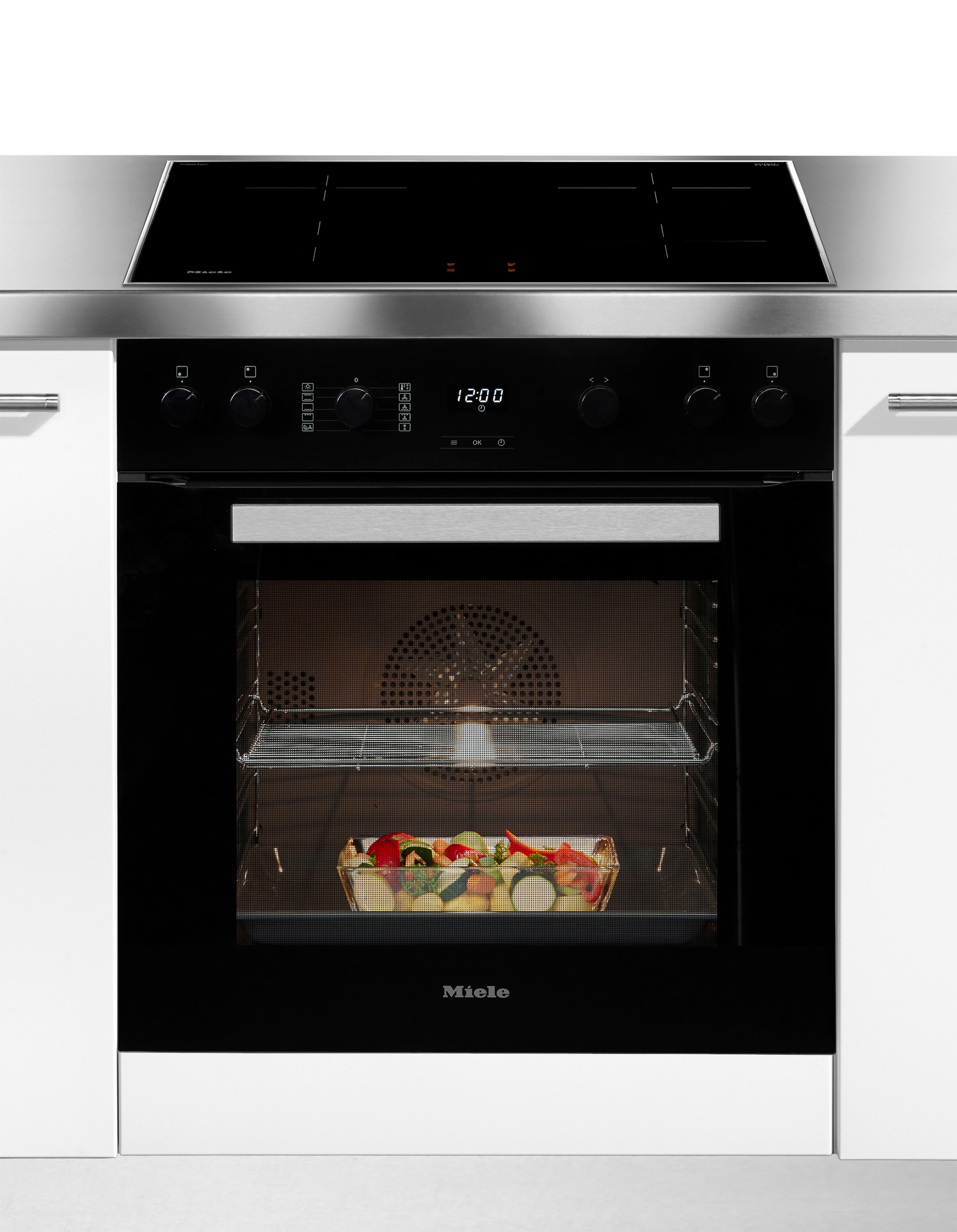 Miele Induktions Herd-Set »H2455 I OBSW + KM 7061 FR« Herd-Set - Kombination aus Herd und Induktionskochfeld