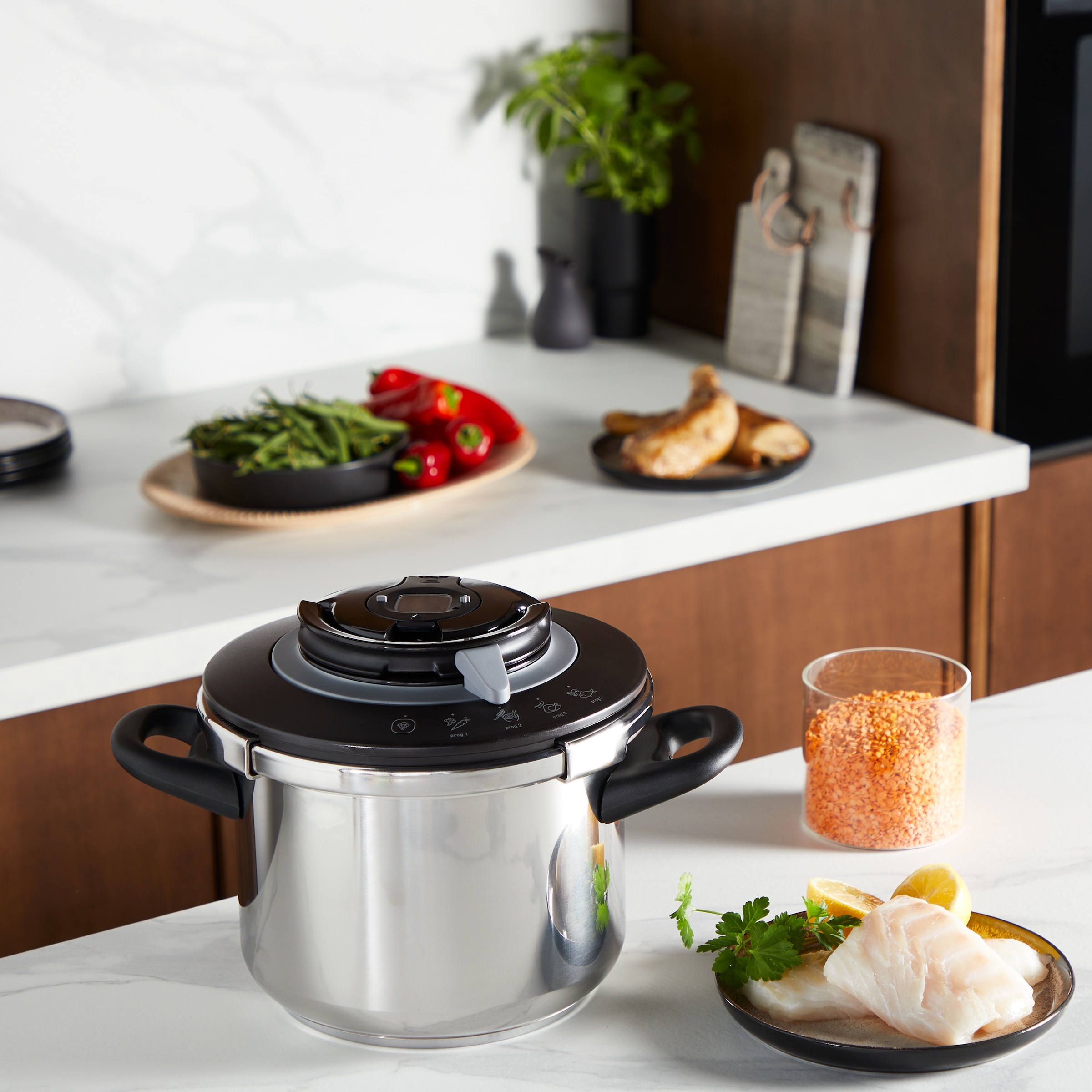 Tefal Schnellkochtopf »Clipso+ CHEF, 6 Liter Dampfkochtopf« Edelstahl