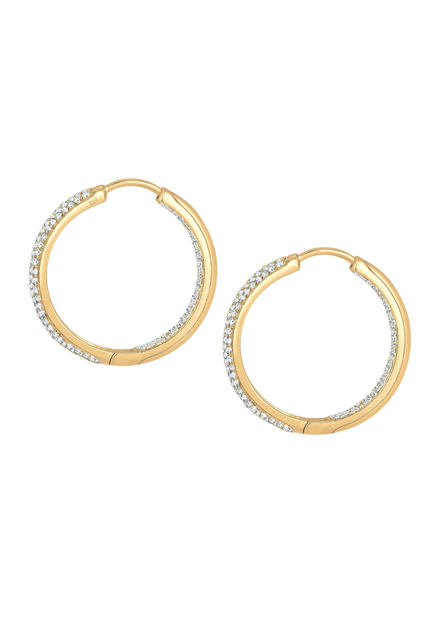 Elli Premium Paar Creolen »Ohrringe Creolen mit Glas Kristalle 925 Sterling Silber«