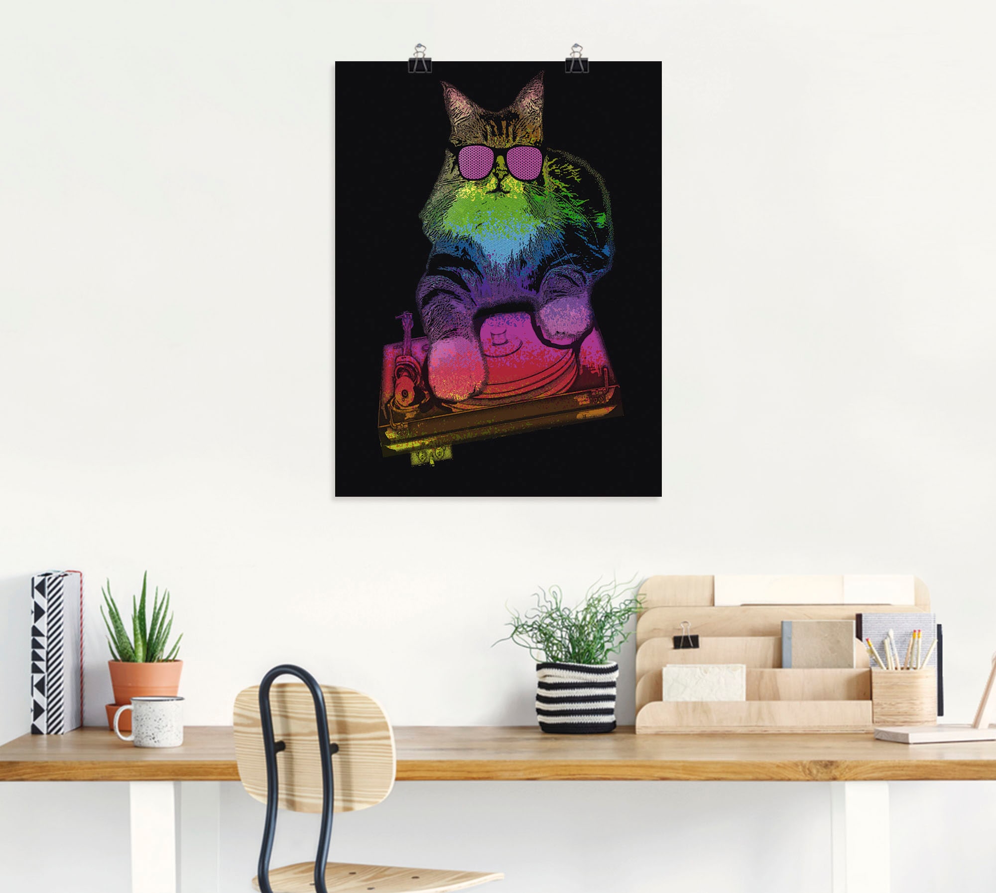 Wandaufkleber versch. DJ als Poster Katze Größen Wandbild Party Artland Musik«, in kaufen Alubild, bequem oder St.), (1 Humor, Leinwandbild, »Witzige
