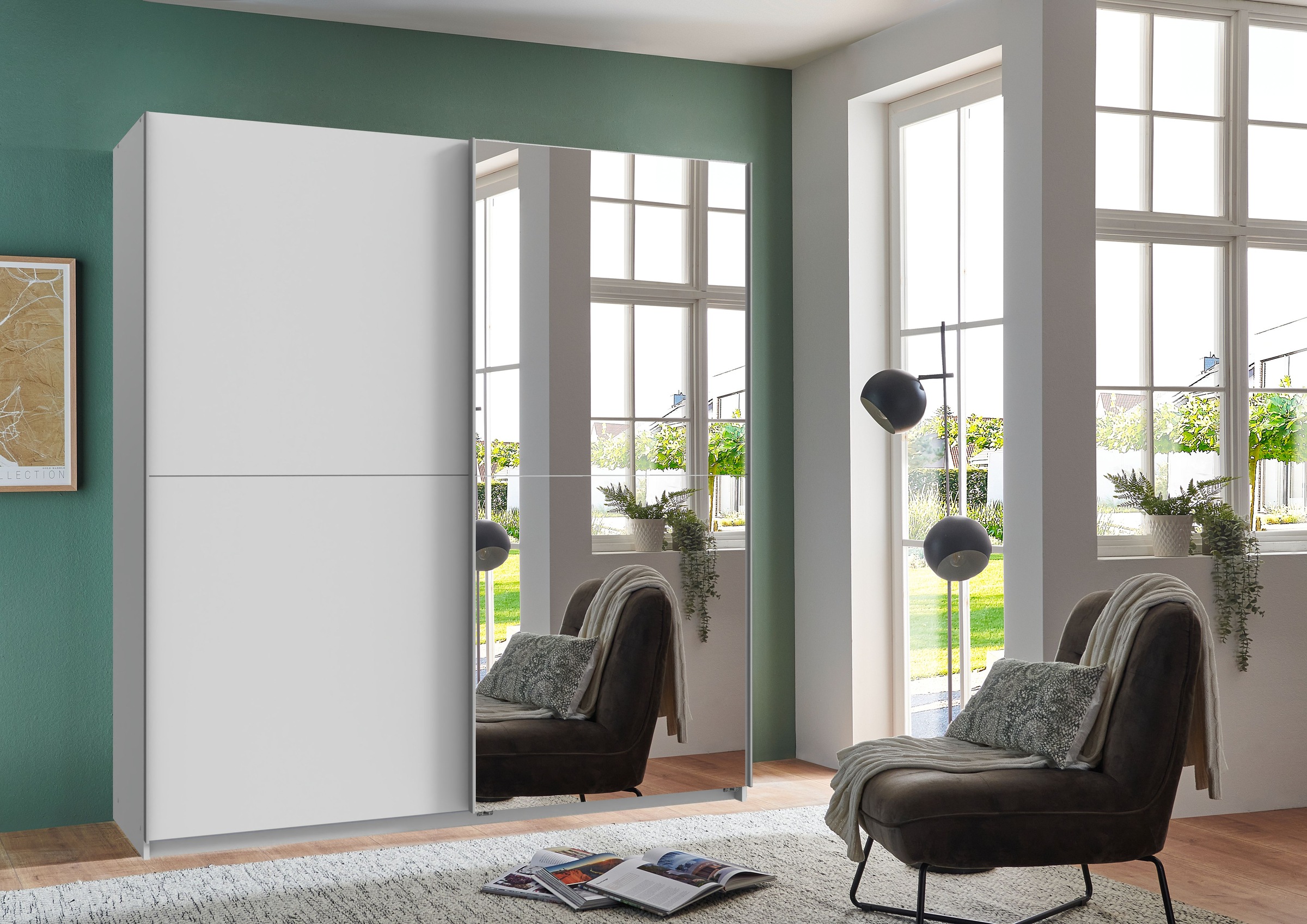 Wimex Kleiderschrank »Mugano, B/T/H 135 oder 180/65/198cm, Made in Germany«, (wähle Deine Ausstattung: Basic oder Premium!), 2 Schwebetüren mit oder ohne Spiegel, Metallgriffe