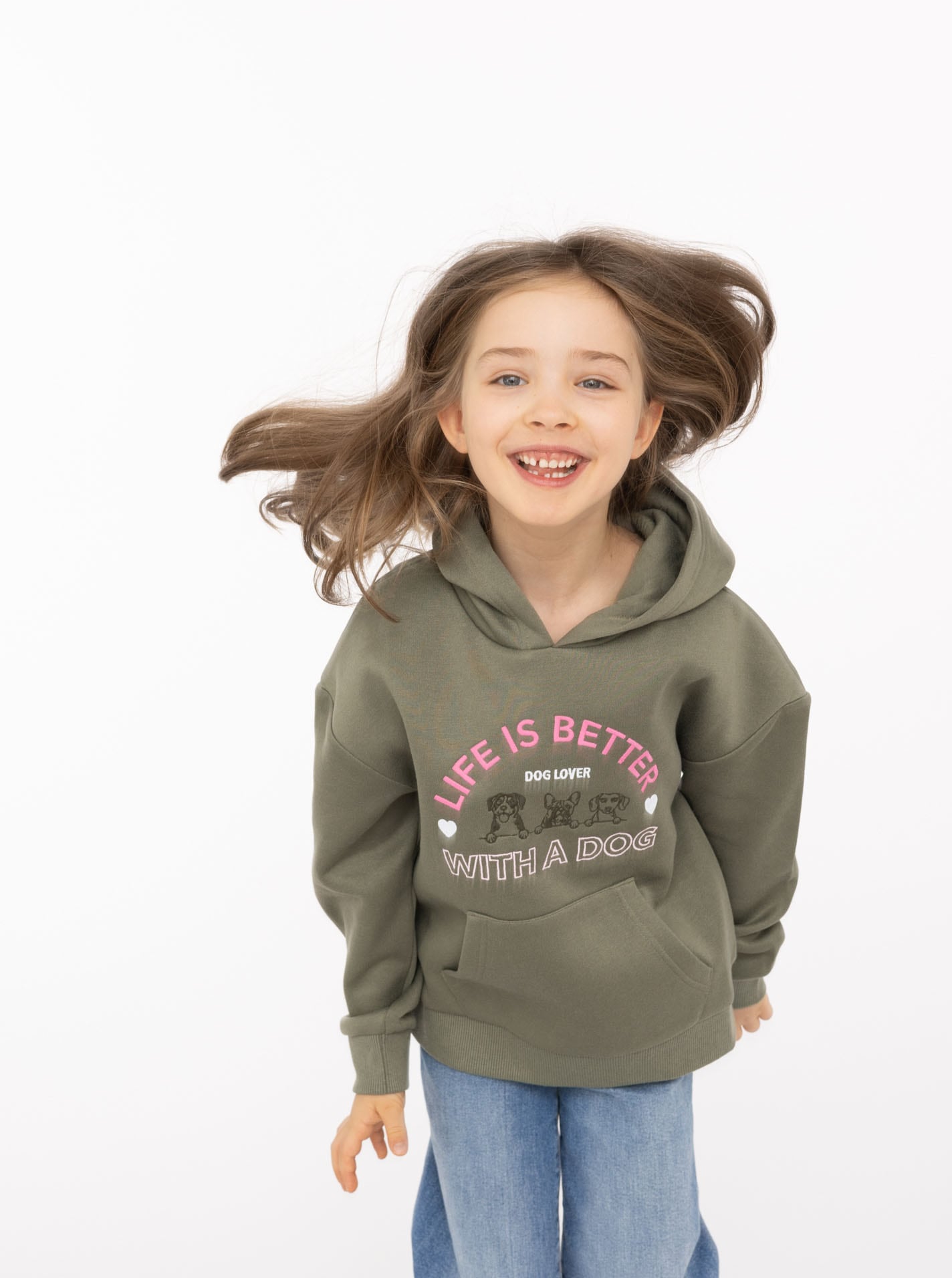 Zwillingsherz Hoodie »"Dog Life"«, Mini-Me,mit gestickten Hunden und Slogan
