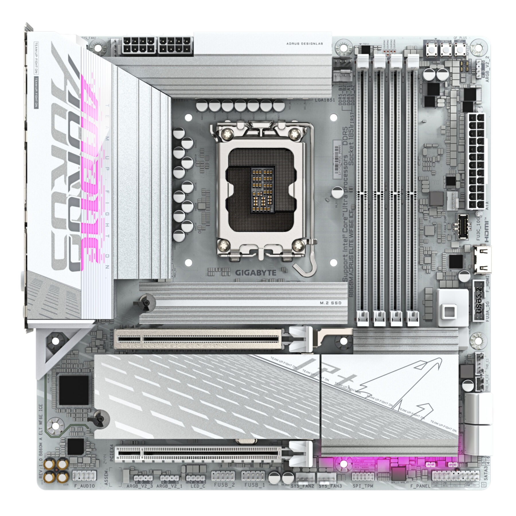 Gigabyte Mainboard »B860M AORUS ELITE WF6E ICE Mainboard - Intel Core Ultra CPUs, 12+1+2+1«