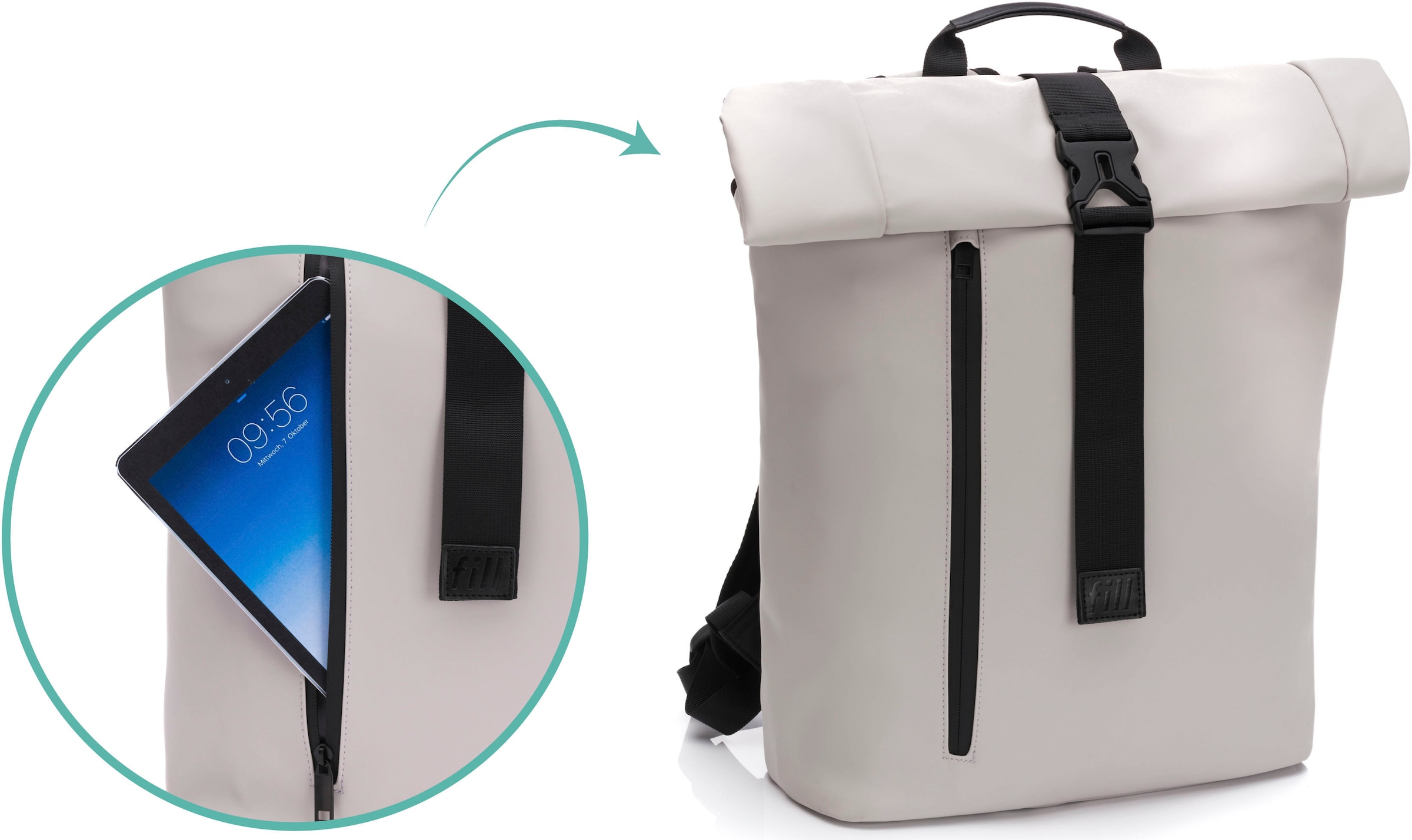 Fillikid Wickelrucksack »Oslo, alabaster beige«, inkl. Flaschenwärmer und Wickelauflage