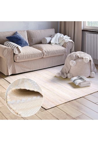 Teppich »Le Vivier«, rechteckig, Handweb Teppich, gestreift, reine Baumwolle,...