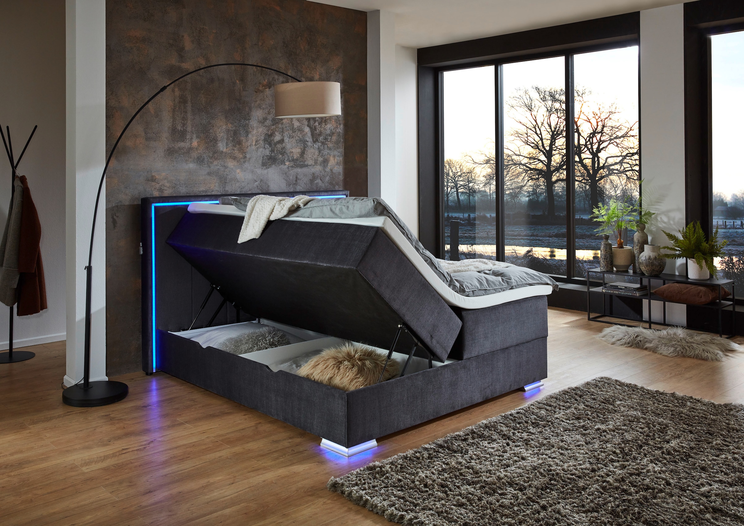 meise.möbel Boxspringbett »Colorado II«, inkl. LED-Beleuchtung & Topper