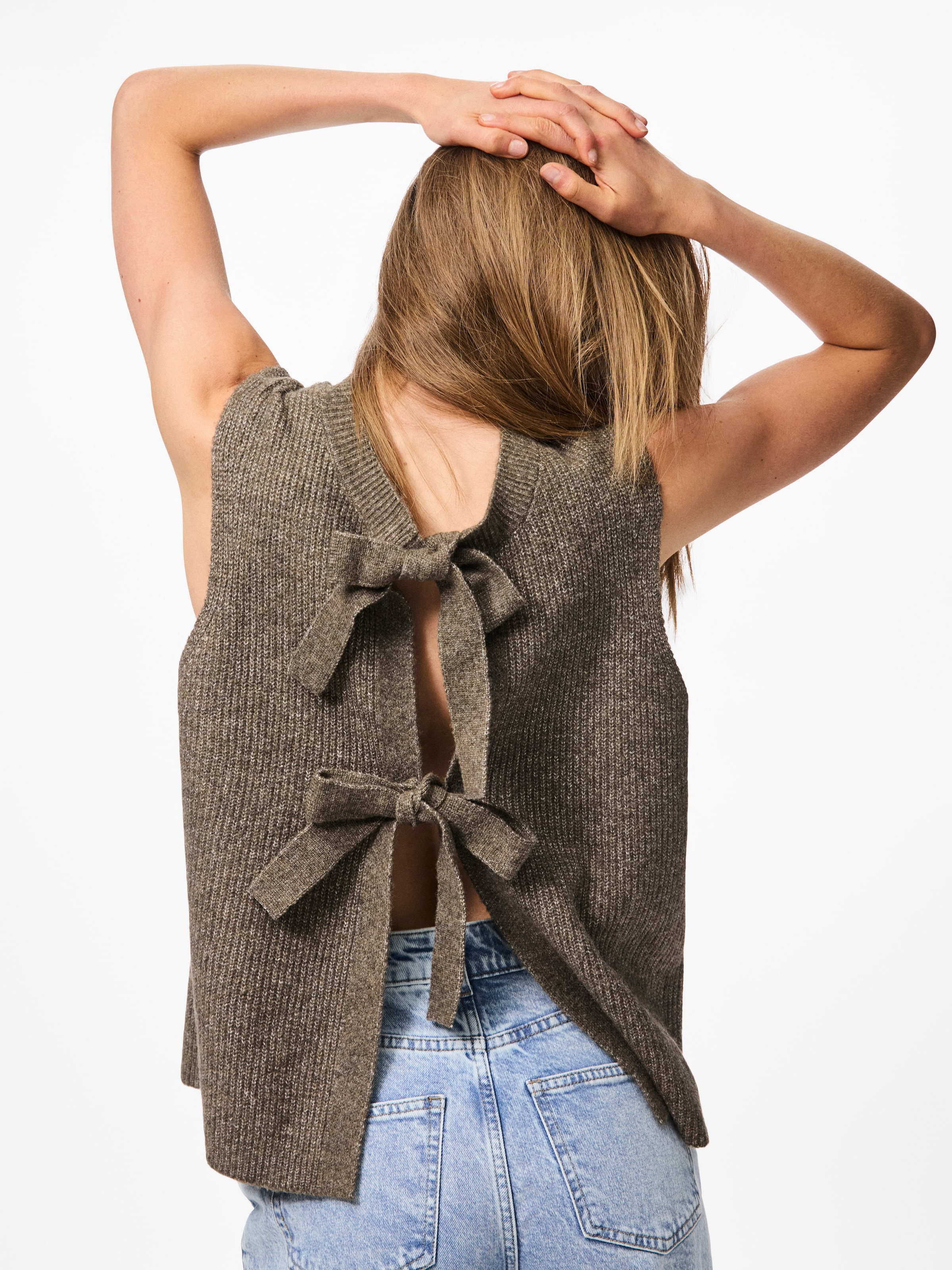 pieces Cardigan »PCSILLY SL REV TIE VEST KNIT NOOS BC« mit Bindebändern