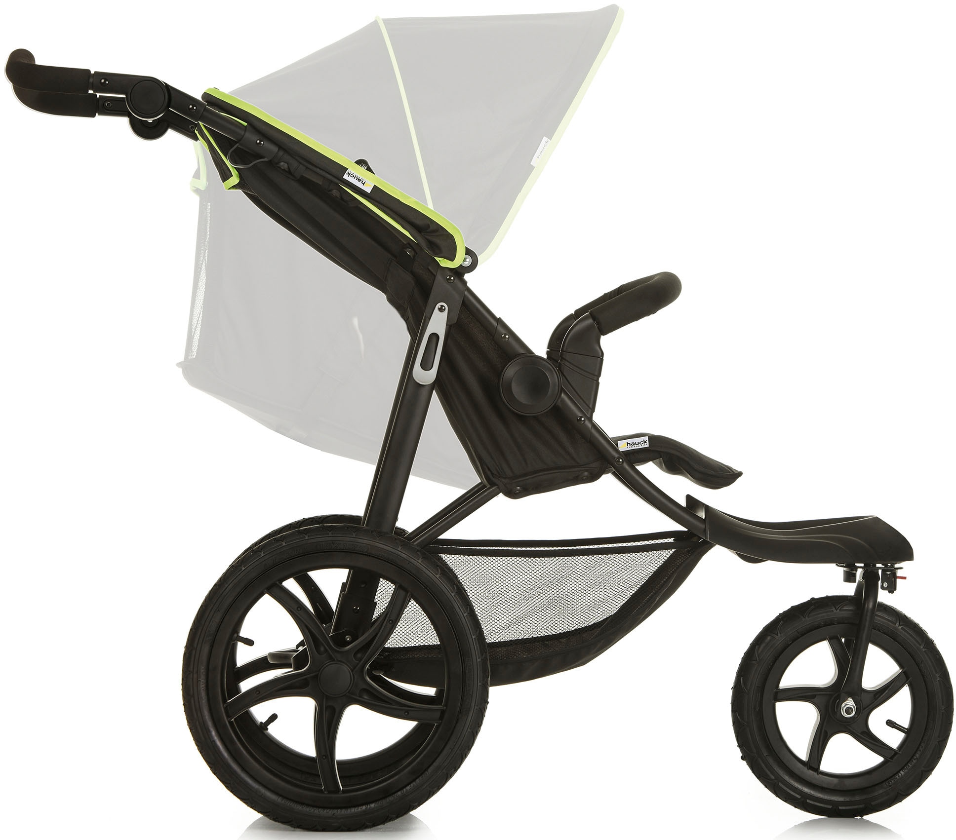 Hauck Dreirad-Kinderwagen »Runner black/neon yellow«, mit schwenk- und feststellbarem Vorderrad