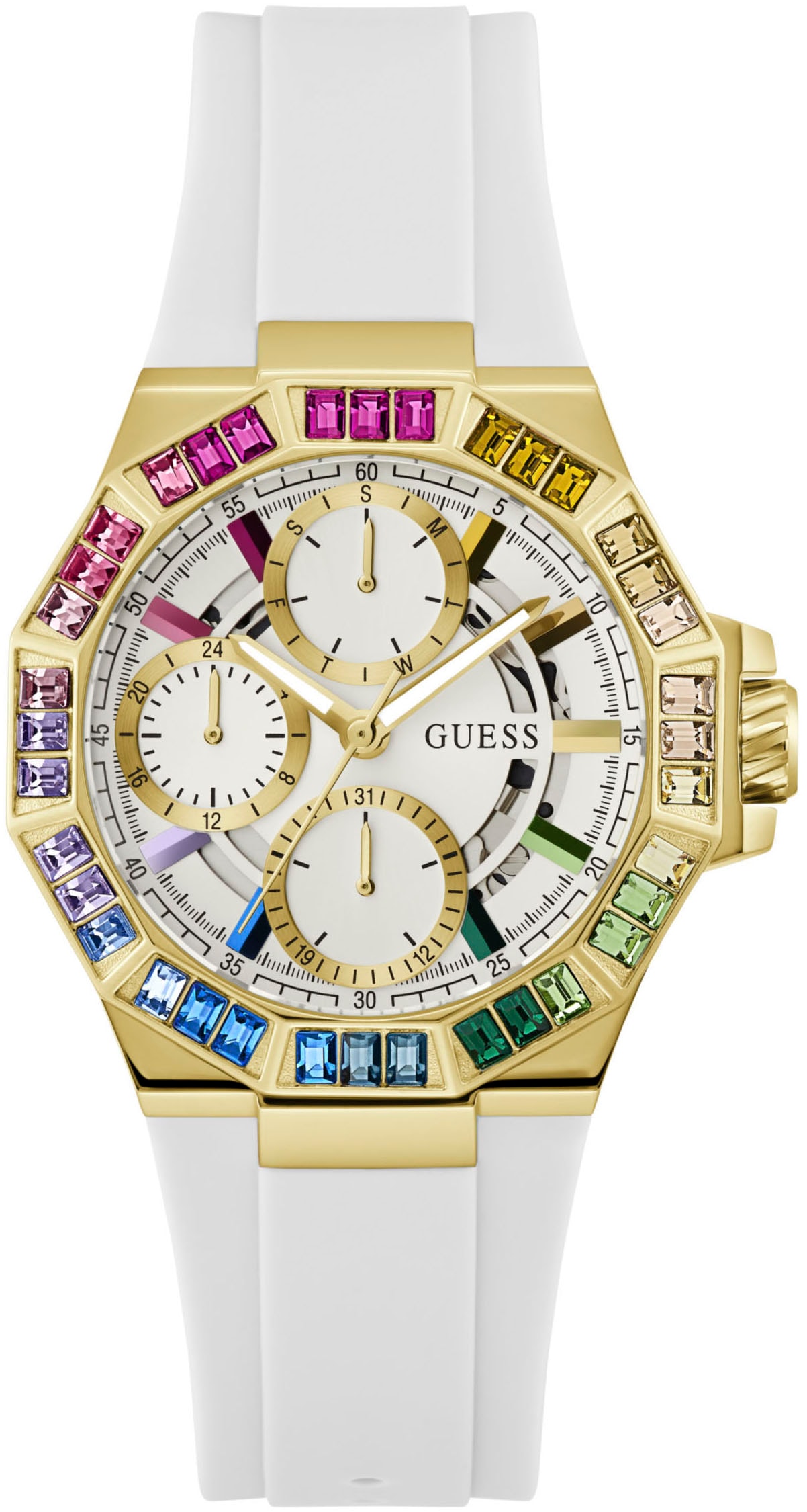 Guess Multifunktionsuhr »SELENE«, Quarzuhr, Armbanduhr, Damenuhr, Datum, 12/24-Std.-Anzeige