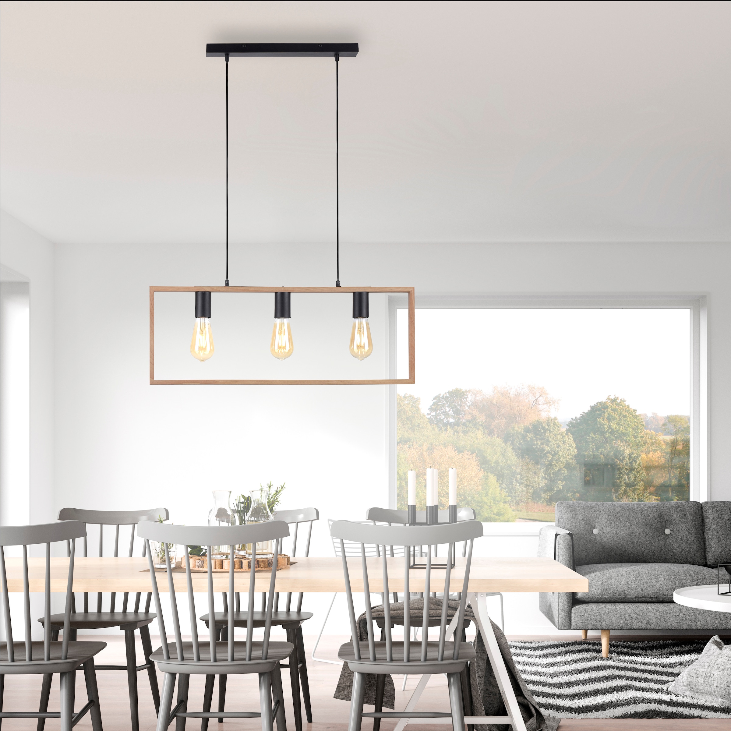 JUST LIGHT Pendelleuchte »FRANKY«, 3 flammig, Leuchtmittel E27 | ohne Leuchtmittel, ExklusiveE27