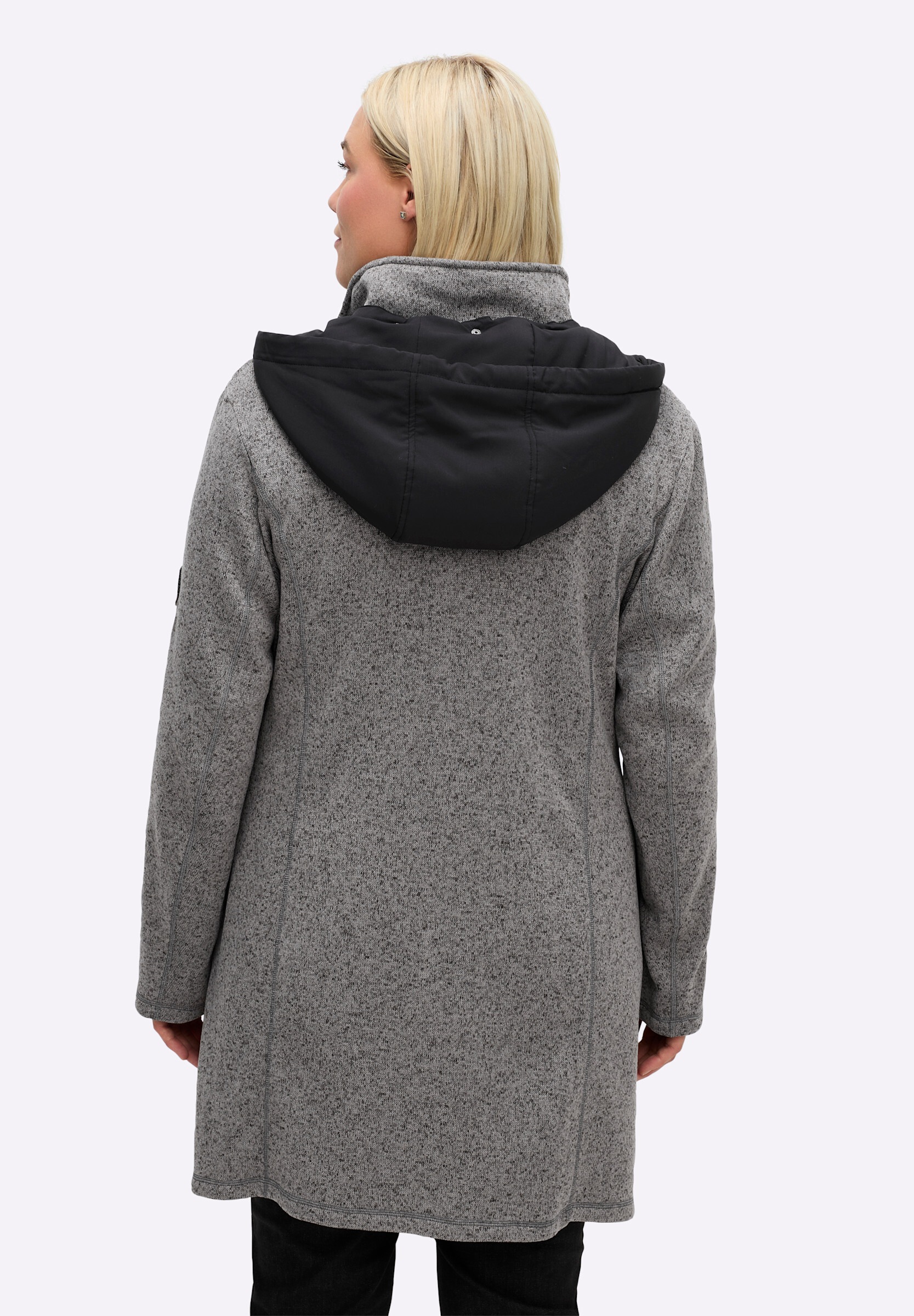 Sheego Softshelljacke »Strick-Fleecejacke Strickfleecejacke mit Kapuze« Abnehmbare Kapuze