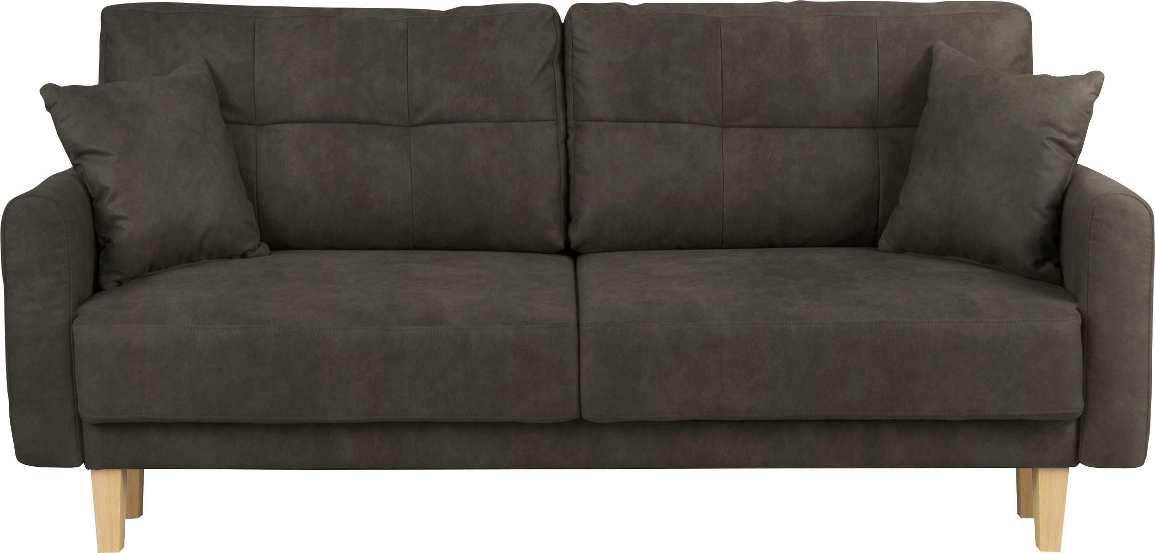 Home affaire 2-Sitzer »TRIPLO mit Wellenunterfederung, Maße B/T/H: 165/100/89 cm«, Sofa mit Steppung im Rückenbereich, incl. Rückenkissen und Zierkissen