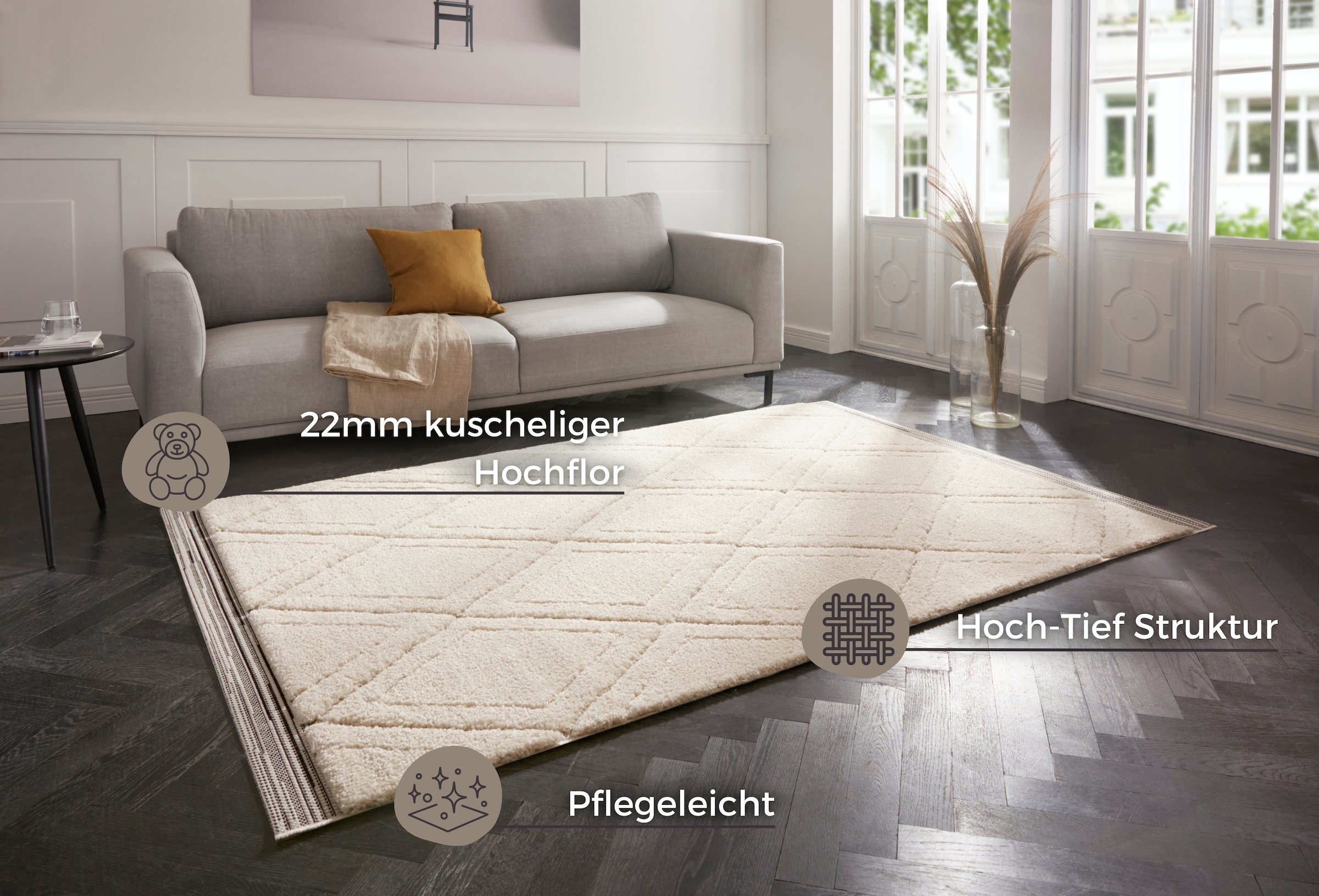 HANSE Home Designteppich »Colin«, rechteckig, 22 mm Höhe, Shaggy, Weich, Flauschig, Flokati, Hoch-Tief, Wohnzimmer, Schlafzimmer