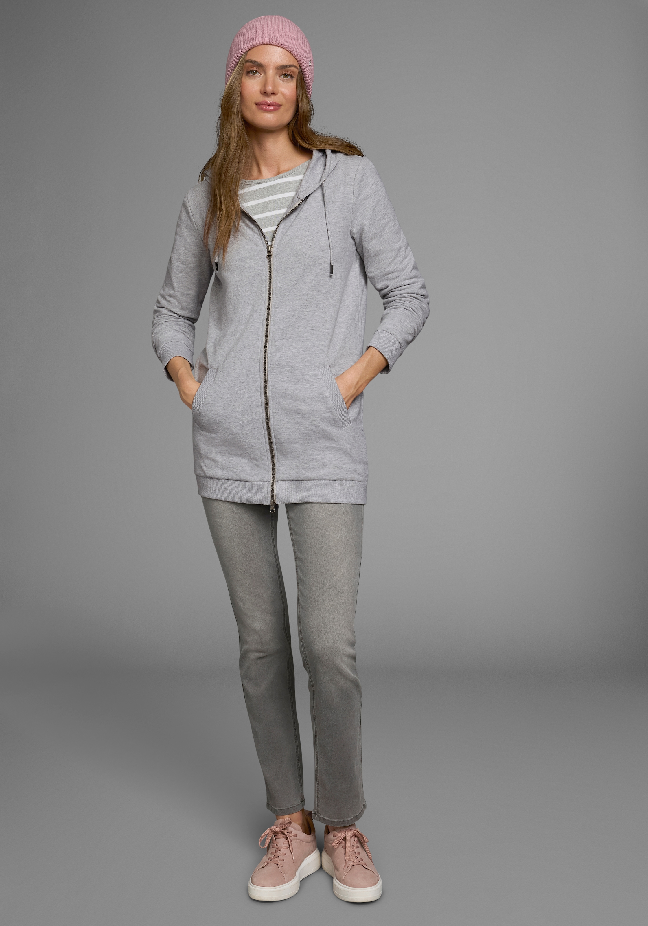 Flashlights Sweatjacke, in langer Form mit Zipper
