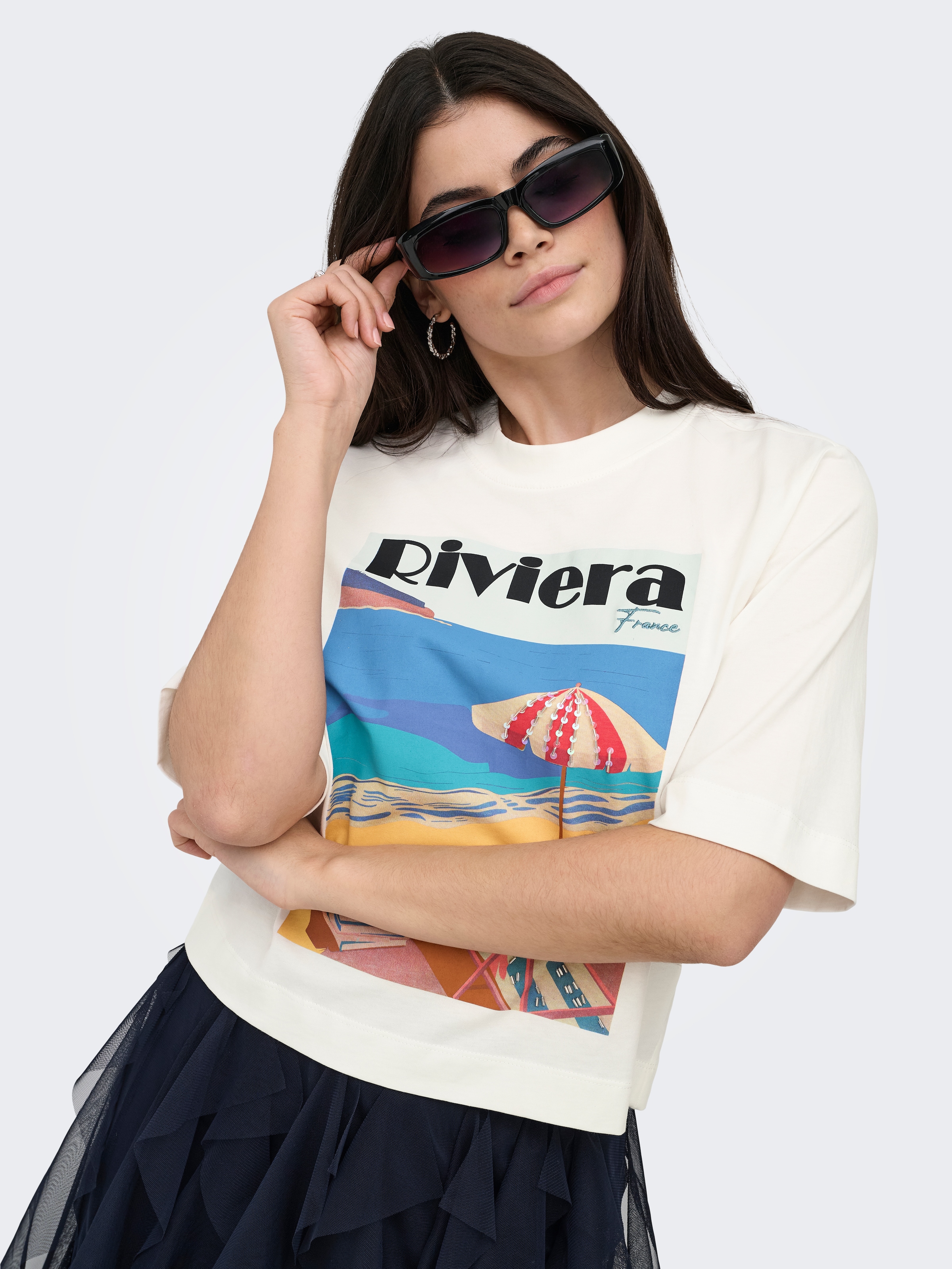 ONLY T-Shirt »ONLVEGA NEW S/S VIBE TOP BOX JRS« Baumwolle, regular fit, Rundhals