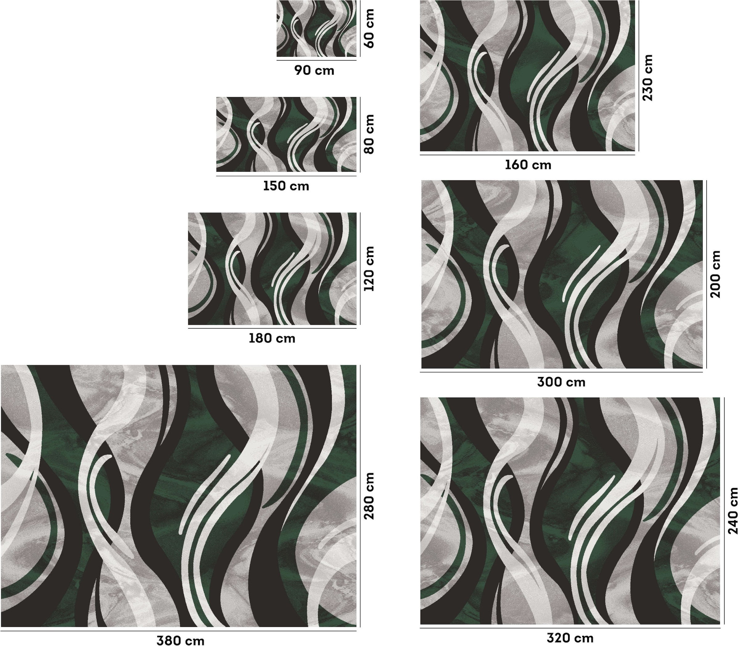 my home Teppich »Joas« rechteckig 9 mm Höhe besonders weicher Kurzflor in modernem Wellen Muster, leichter Glanz