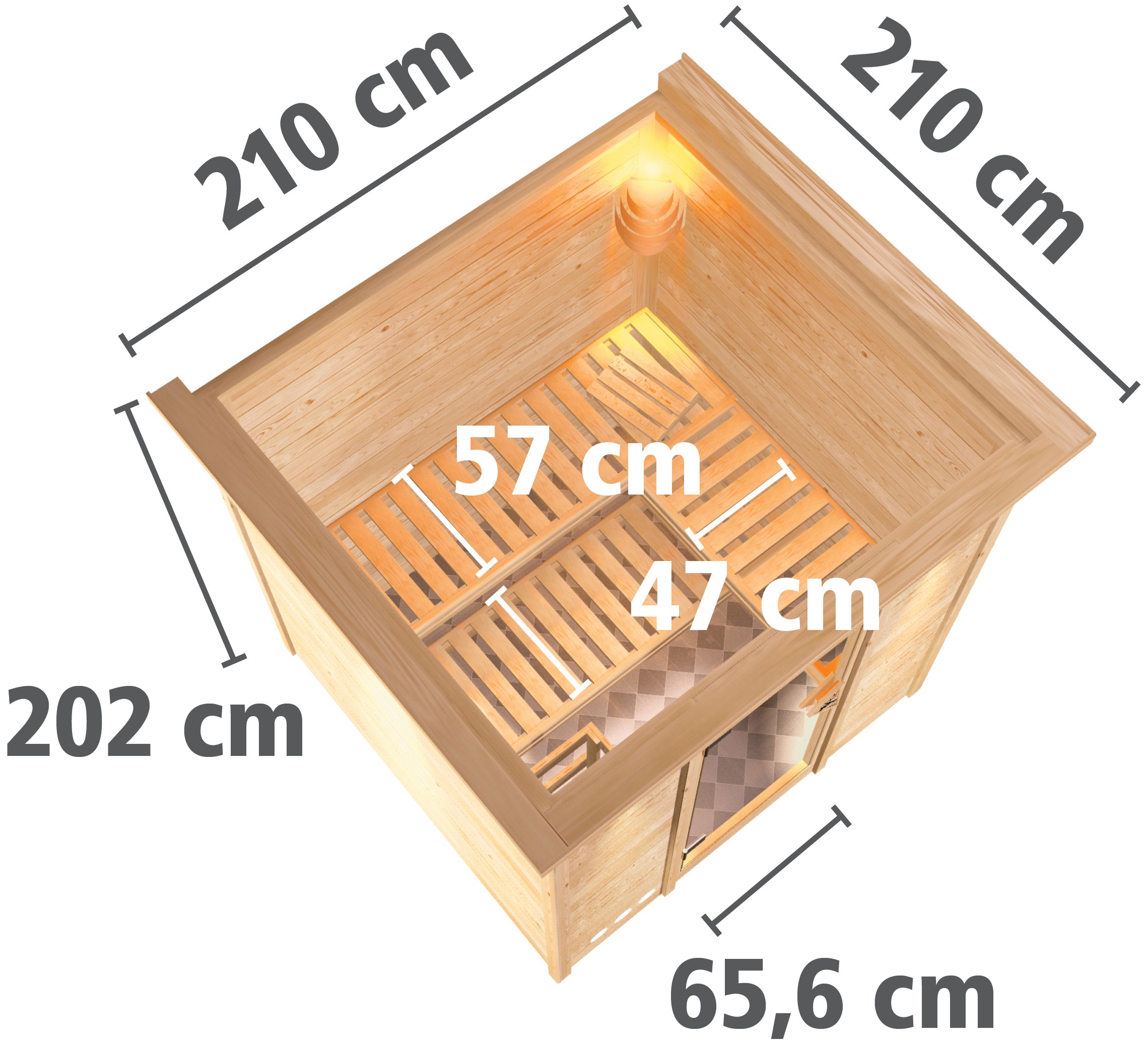 Karibu Sauna »Rodin« Set,  Ofen 9 kW integr. Strg