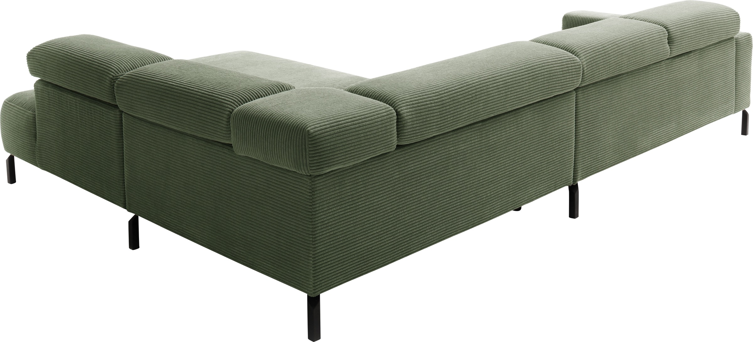 Places of Style Ecksofa »Antonelli, L-Form, inkl. Kopfteilverstellung, Breite 312 cm«, mit elektrischer Sitztiefenverstellung, in Cord, oliv