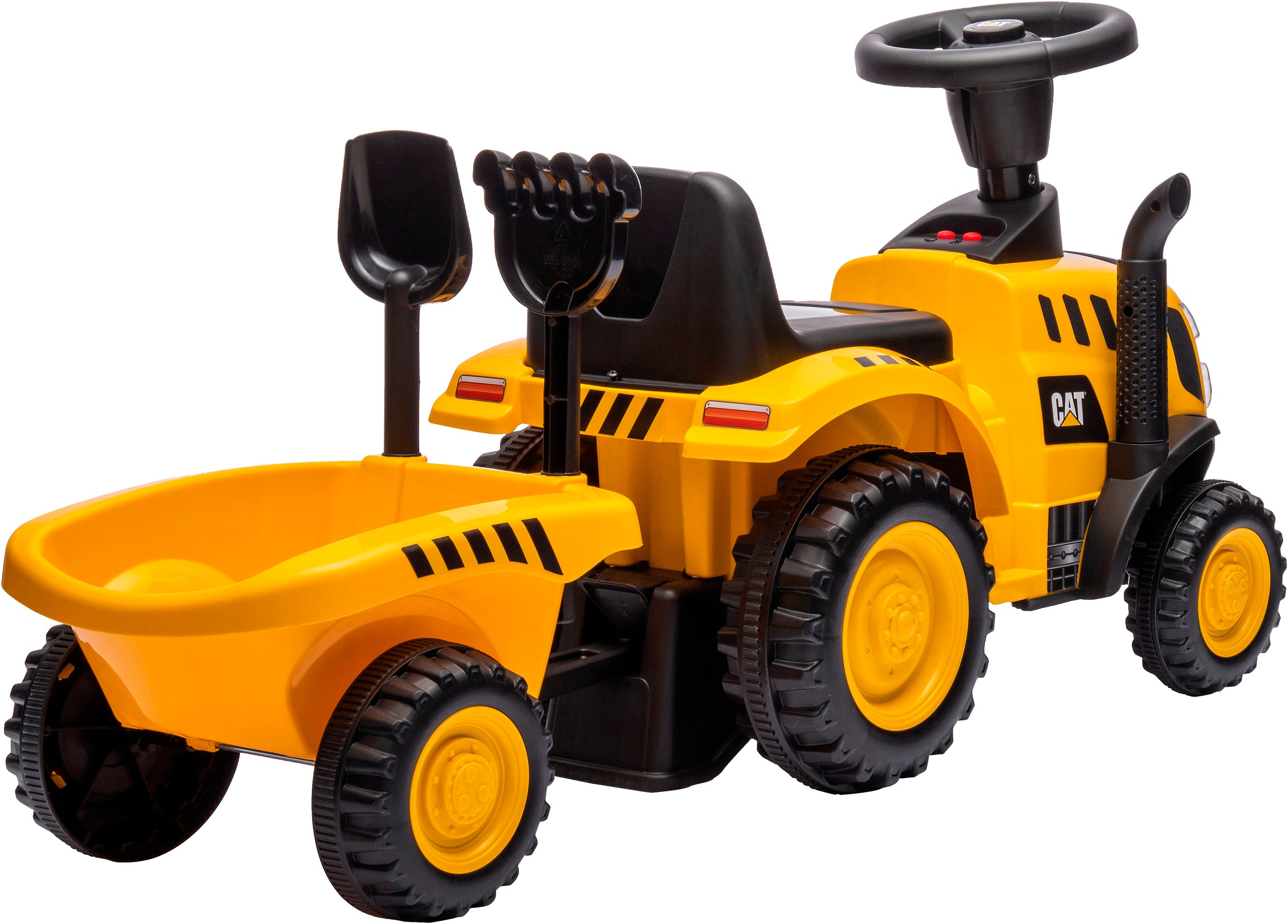 Jamara Rutscher »Caterpillar Traktor mit Anhänger 2in1, gelb« mit Licht- und Soundeffekten sowie Hupe