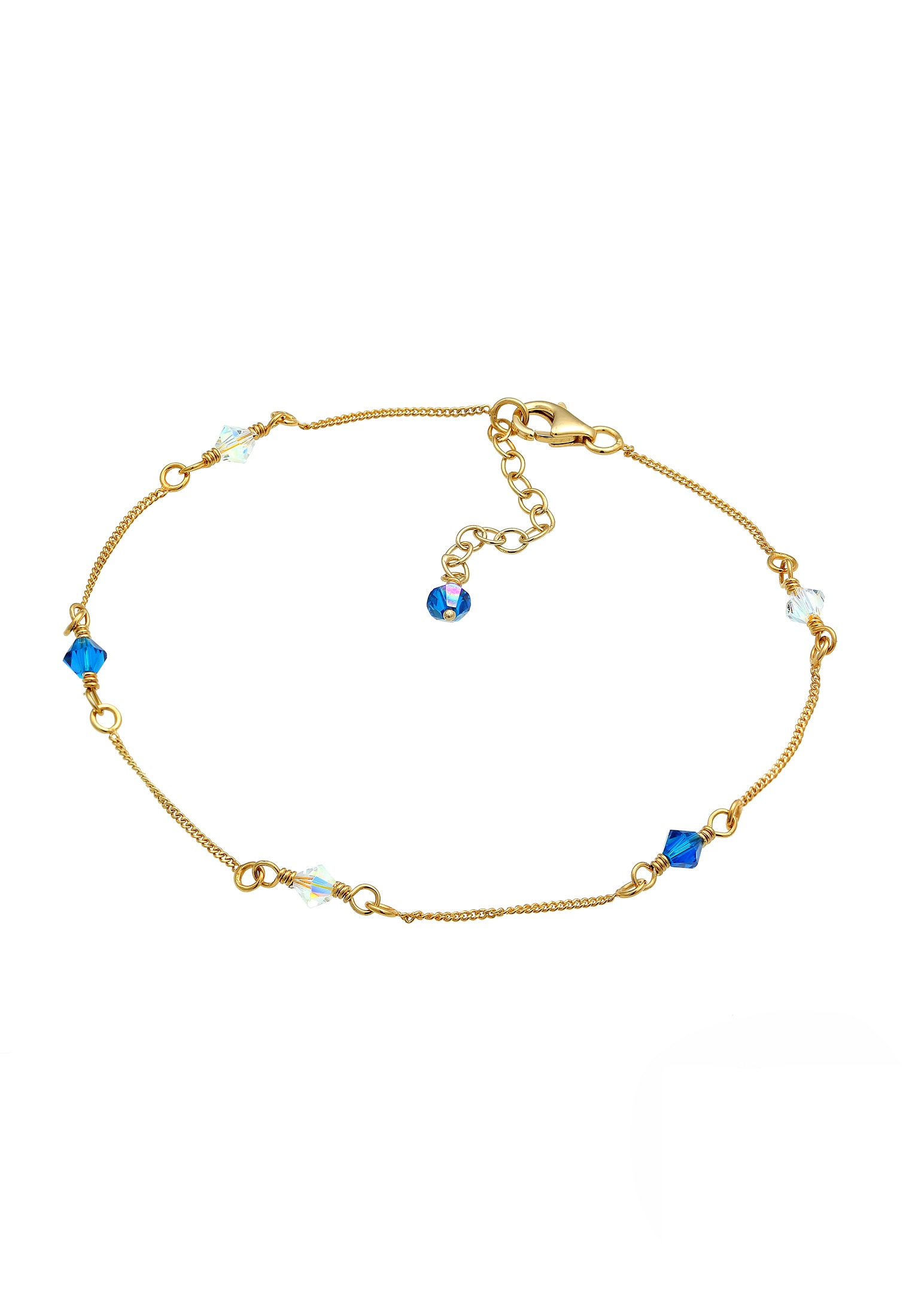 Elli Fußkette »Fußschmuck Basic Strand Bead Kristalle 925 Silber«