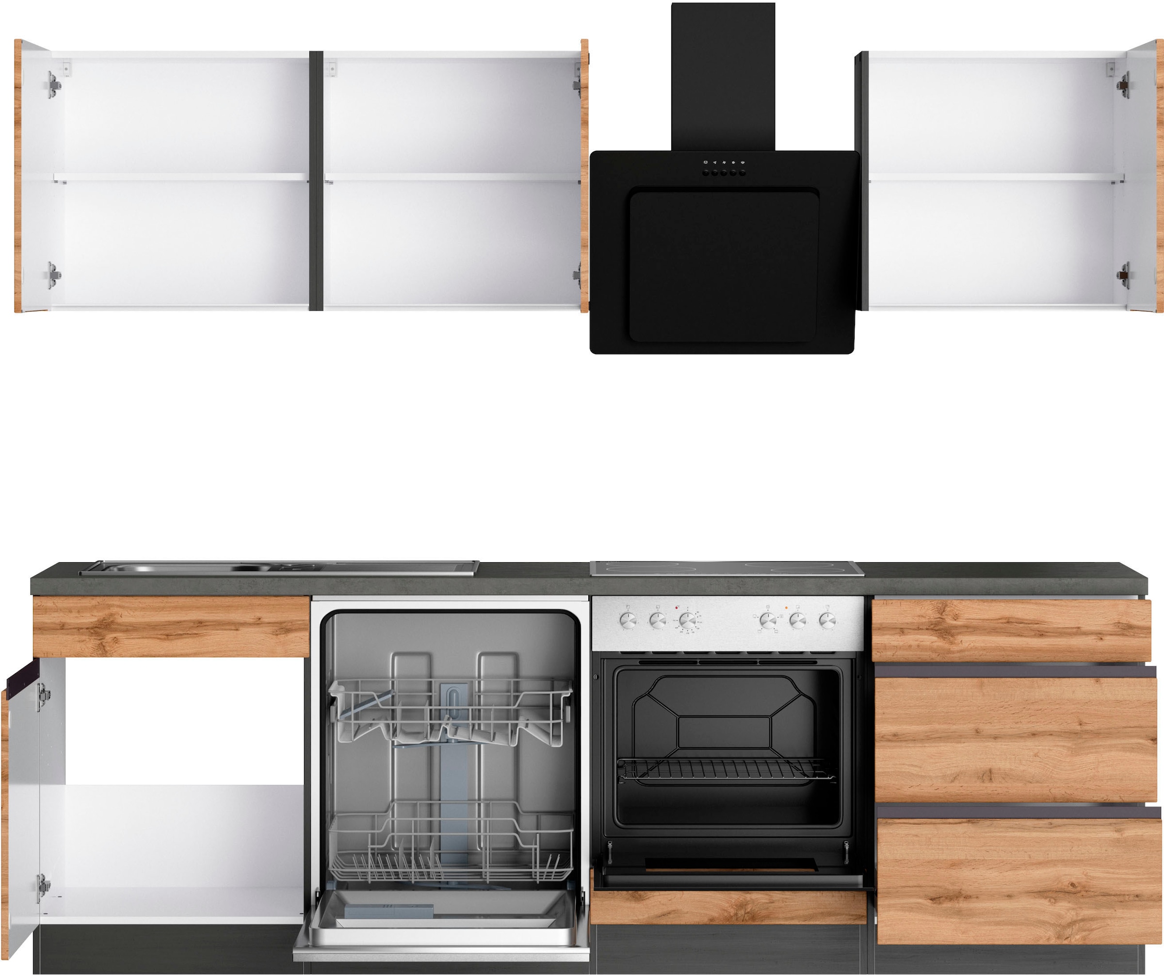 KOCHSTATION Winkelküche »KS-Riesa« Stellbreite 340x150 cm, wahlweise mit oder ohne E-Geräte