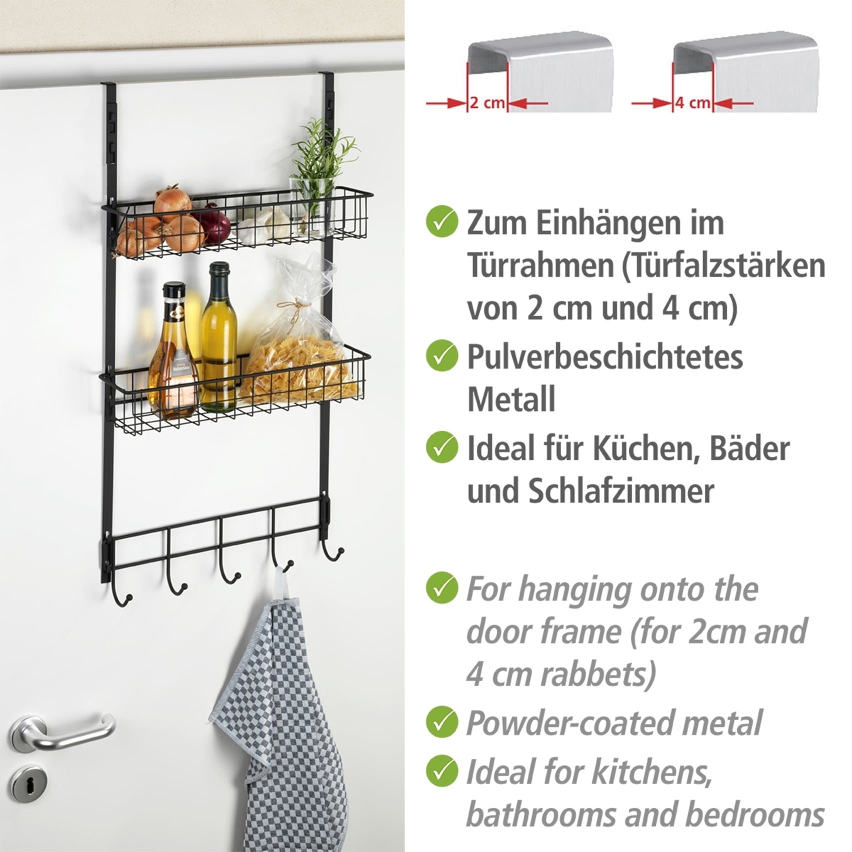 WENKO Türregal, zum Einhängen für Bad & Küche, zusätzlicher Stauraum, Industrial Style