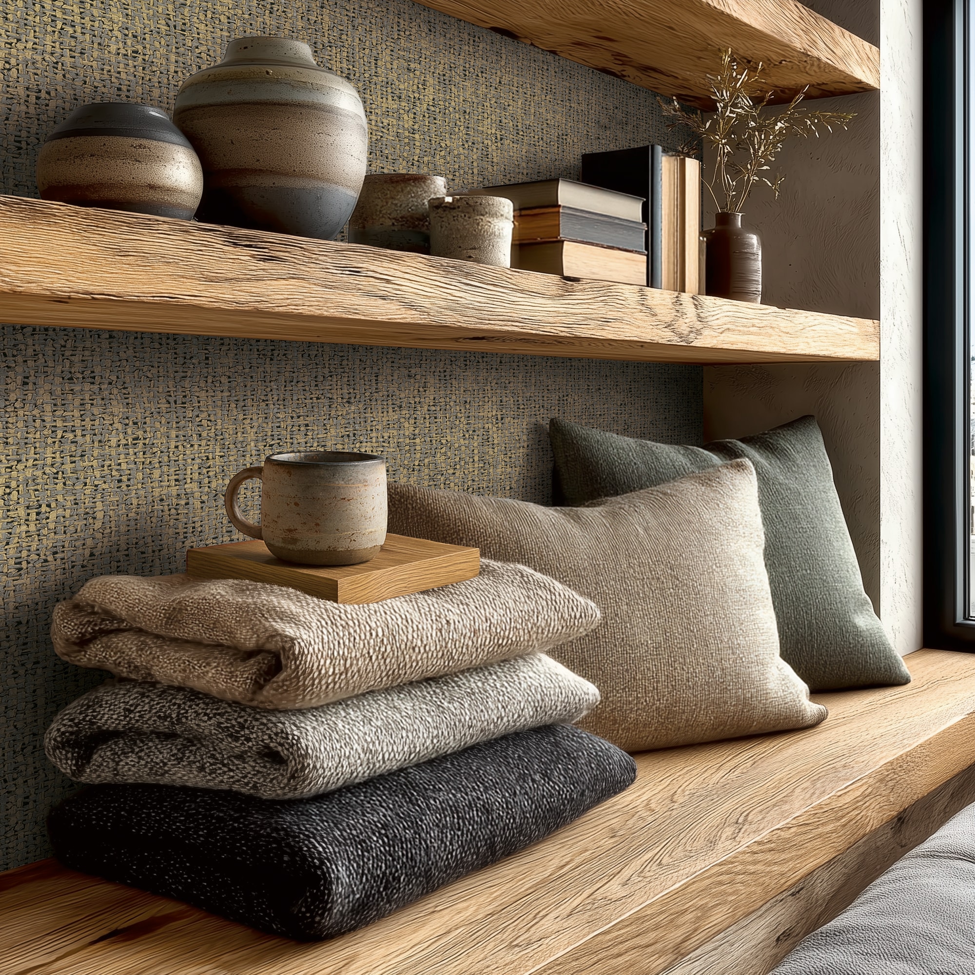 living walls Vliestapete »Vibes & Styles Jan – Stud!o Sense & Surface Vliestapete« Flechtoptik leicht strukturiert Natürliche Flechtoptik mit feiner Struktur und dezentem Glanzeffekt