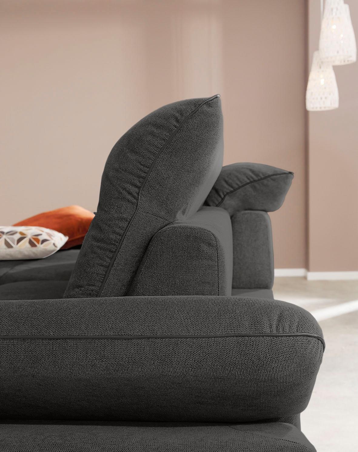 W.SCHILLIG Ecksofa »enjoy&MORE, Designsofa, elegant und bequem, L-Form«, mit Sitztiefenverstellung, Füße Chrom glänzend, Breite 294 cm
