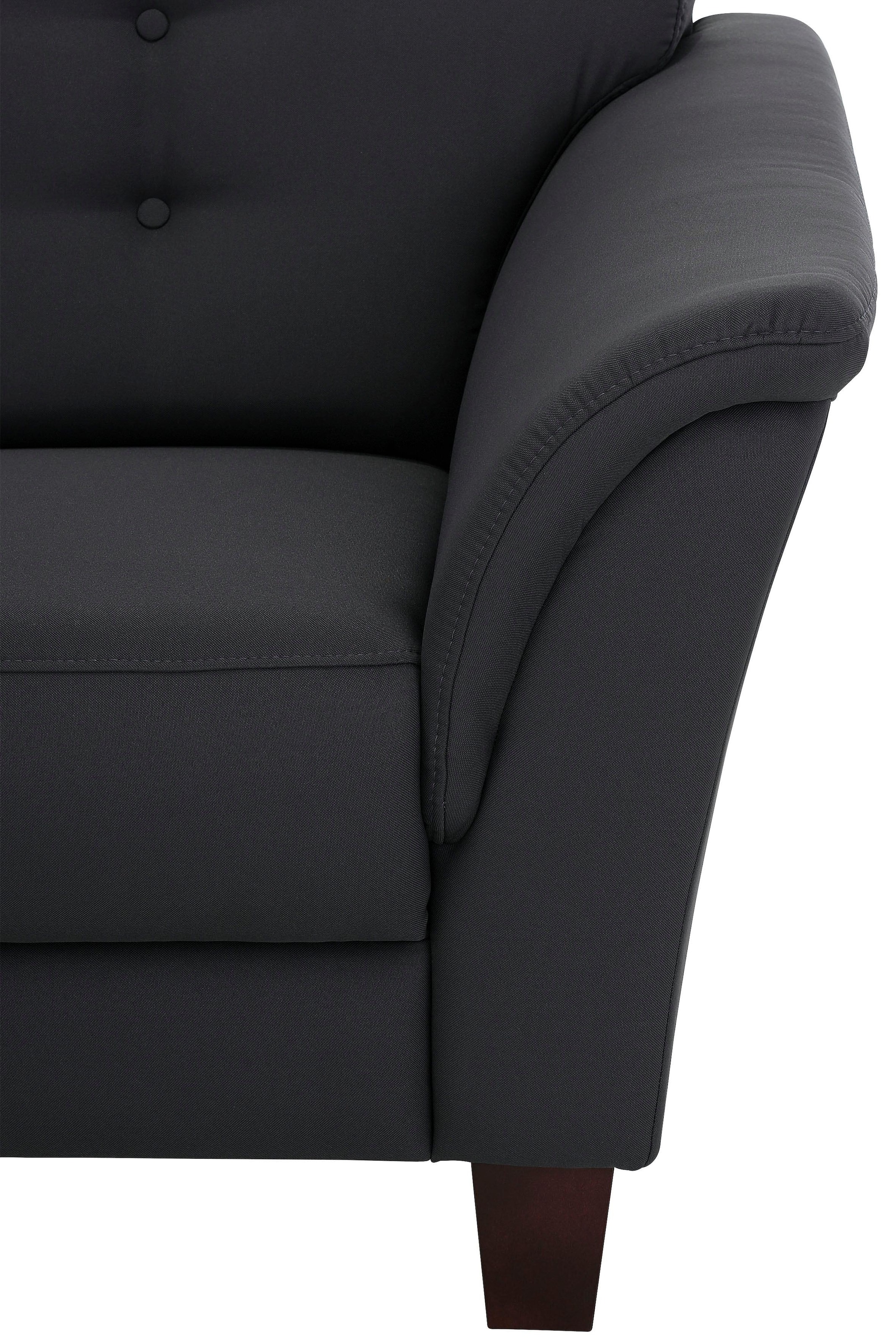 Home affaire Ecksofa »Trondheim L-Form« mit Federkern und Knopfheftung im Rücken, Füße Buche dunkel