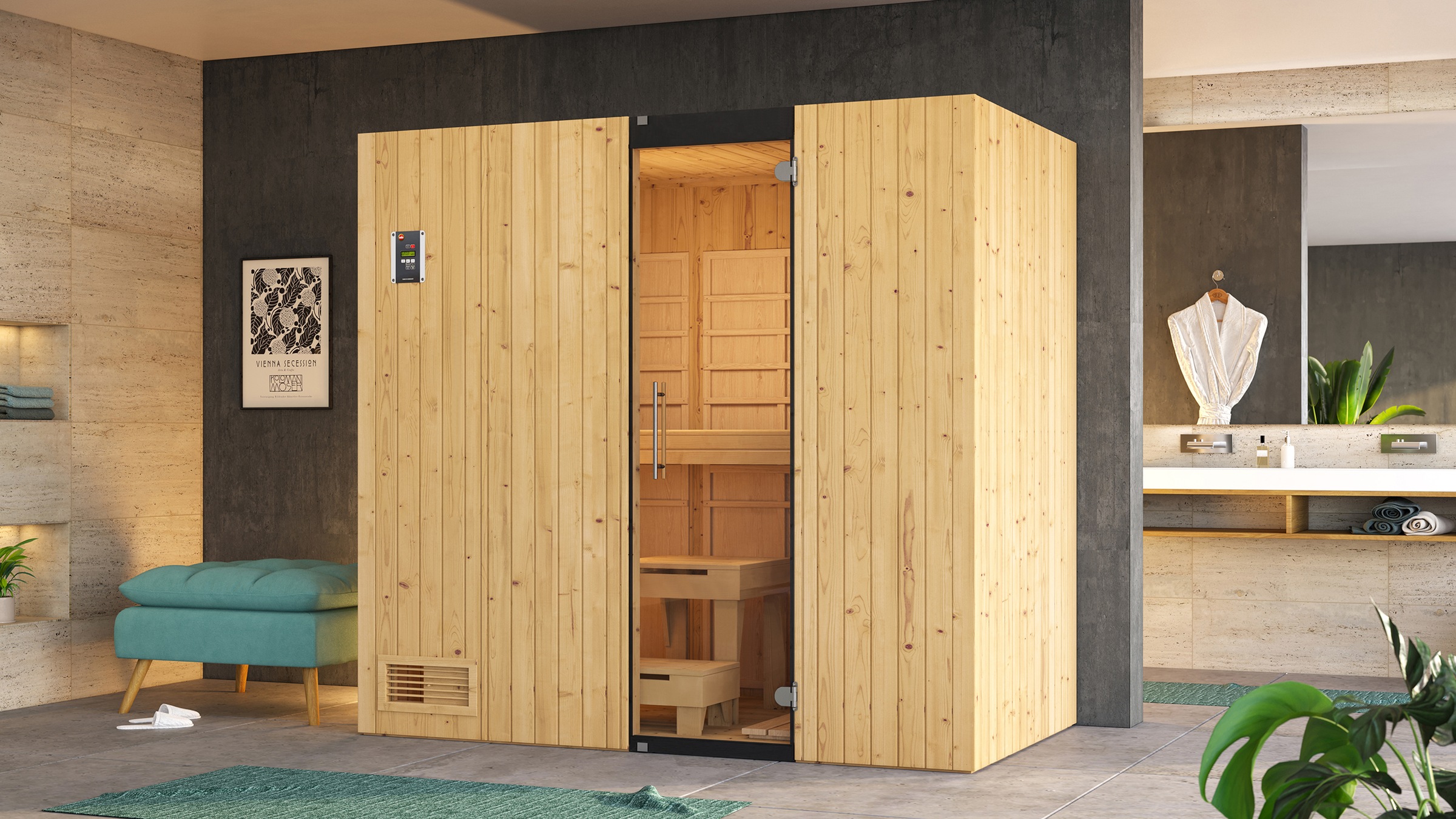 weka Infrarotkabine »Infrarotkabine UPPSALA Kombi inkl.« Sauna oder IR-Strahlung, moderne Ganzglastür