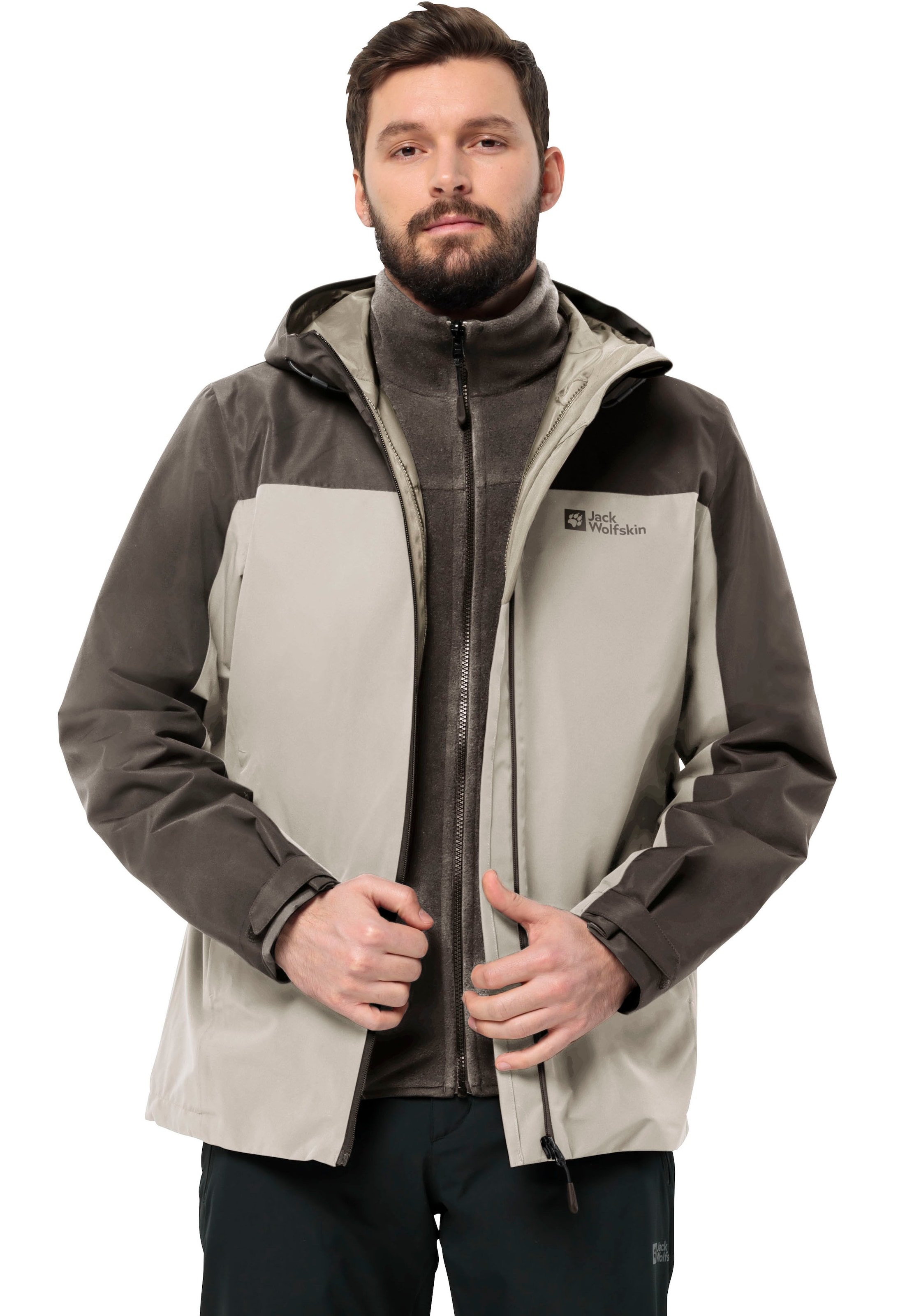 Jack Wolfskin 3-in-1-Funktionsjacke »TAUBENBERG 3IN1 JKT M«, mit Kapuze, mit wasserabweisenden Reißverschlüssen